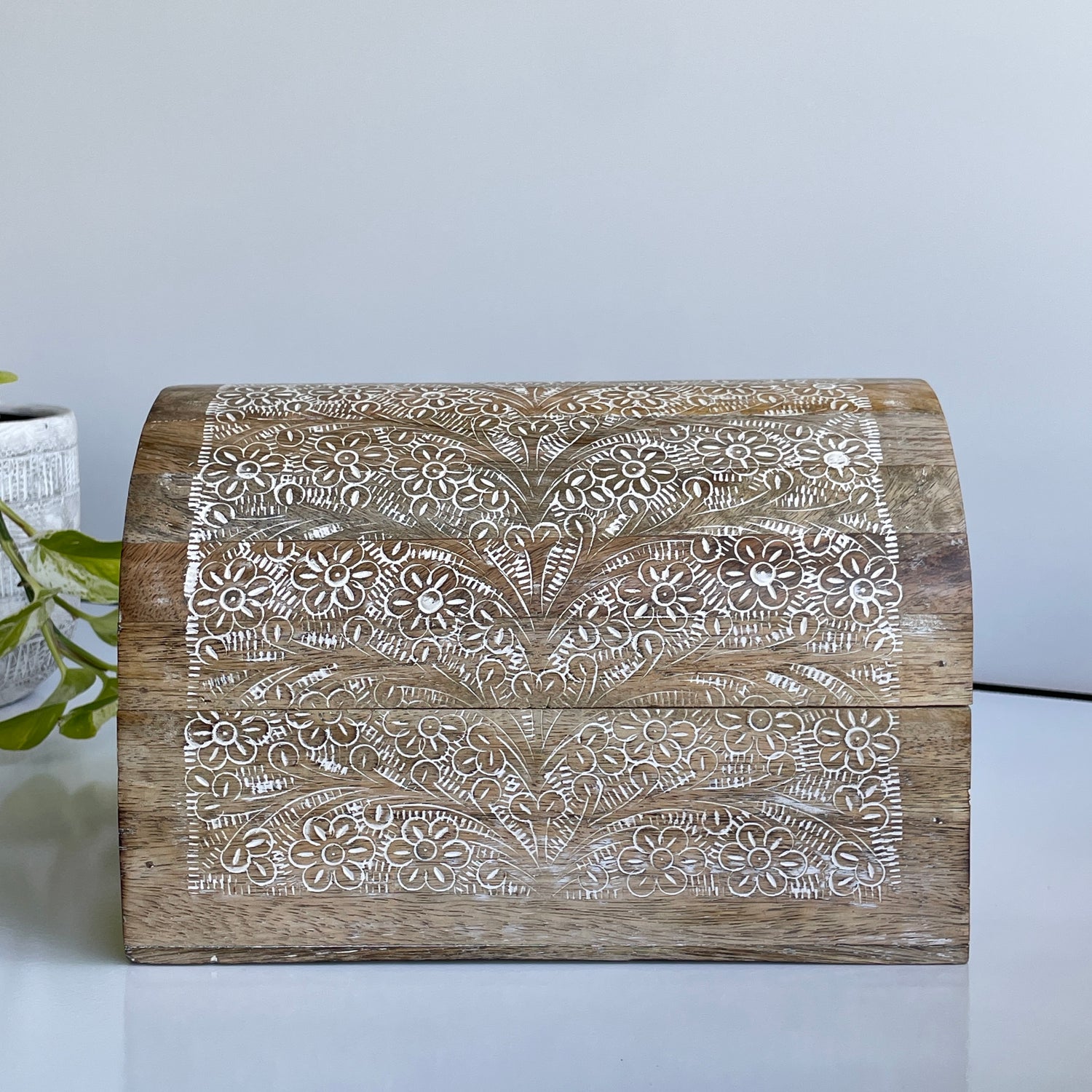 Carved Flowers Treasure Chest Box  boxchflo