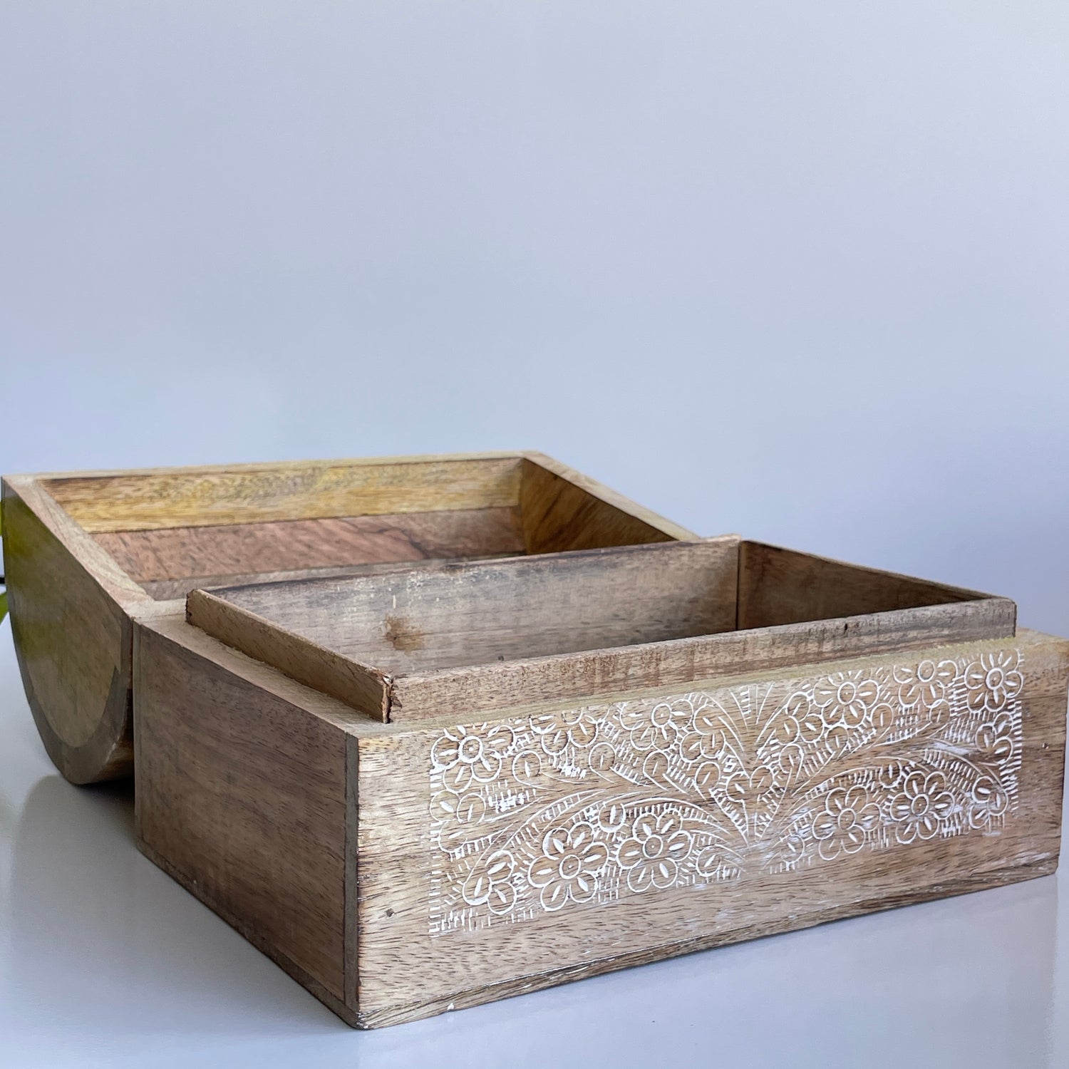 Carved Flowers Treasure Chest Box  boxchflo