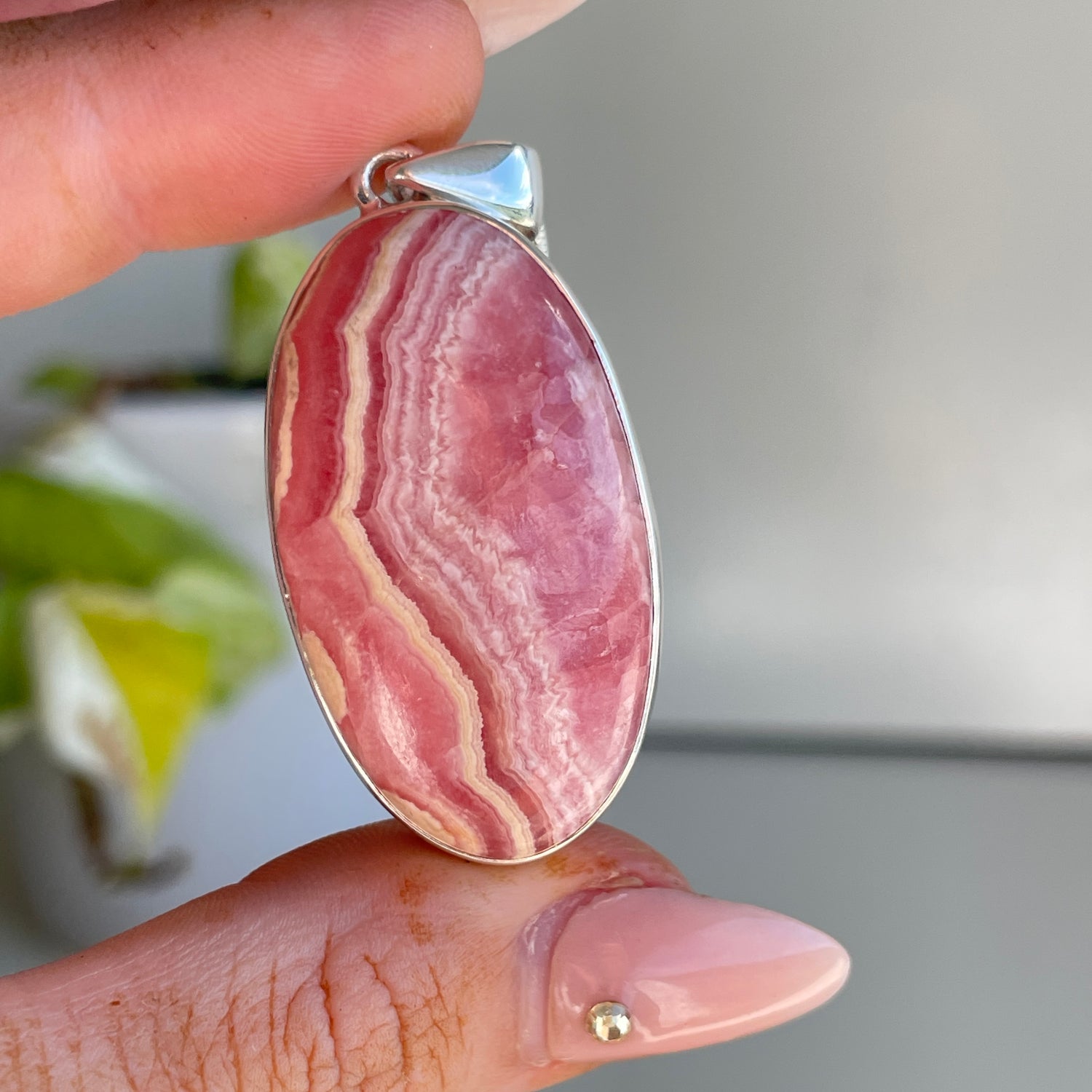Rhodochrosite Oval Pendant