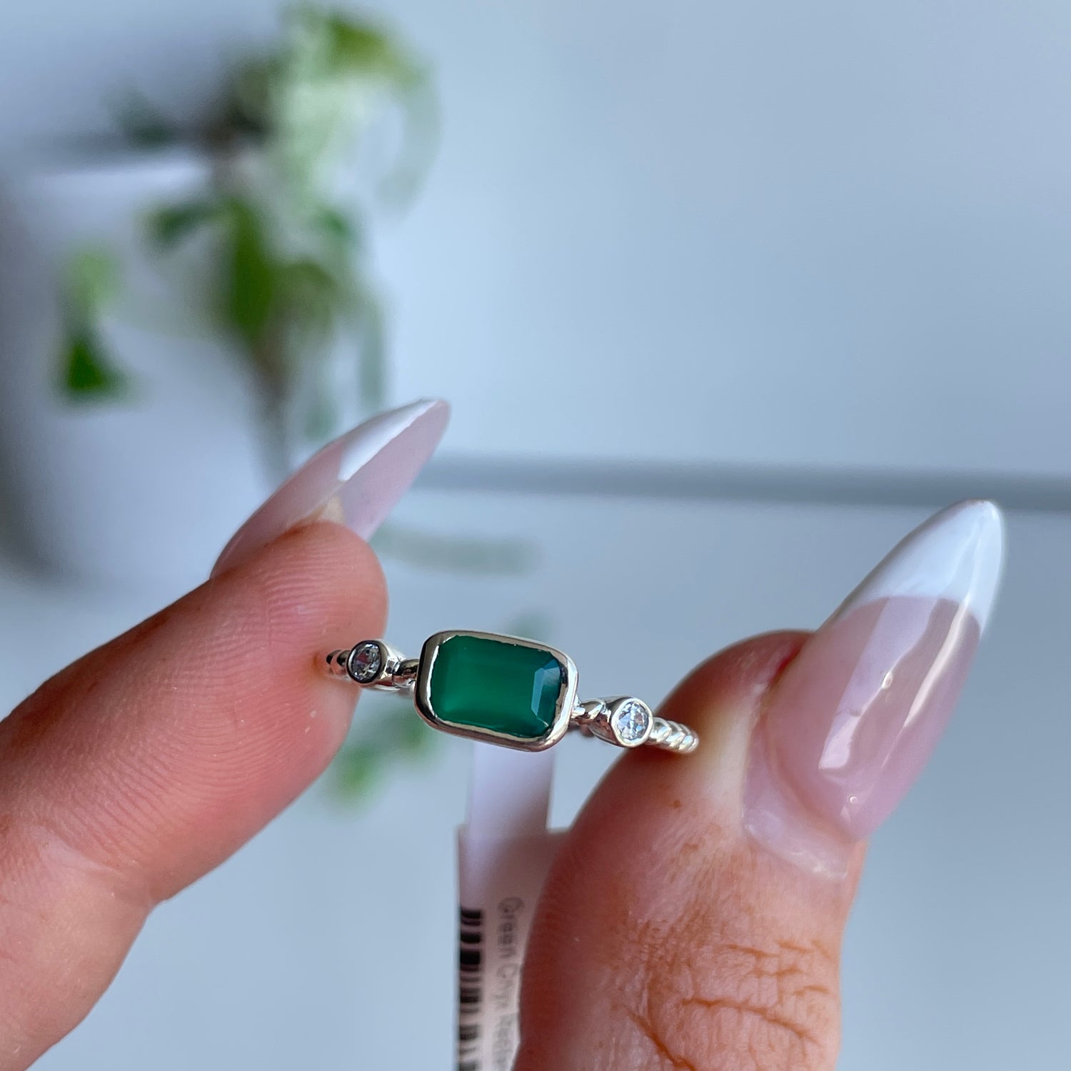 Green Onyx Rectangle Ring