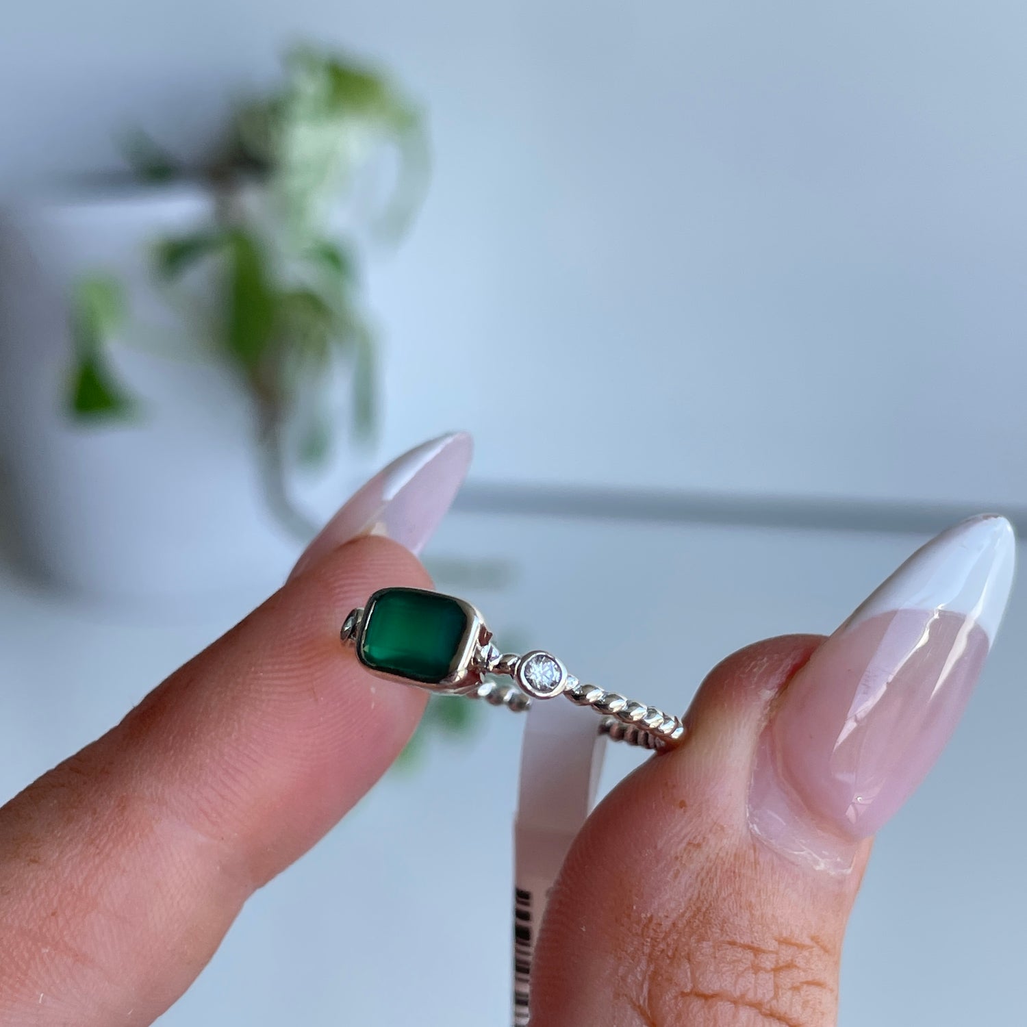 Green Onyx Rectangle Ring