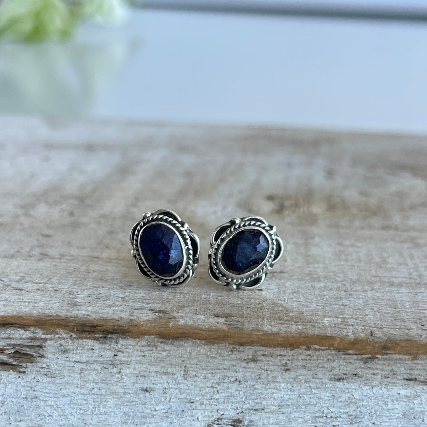 Sapphire Oval Stud Earrings