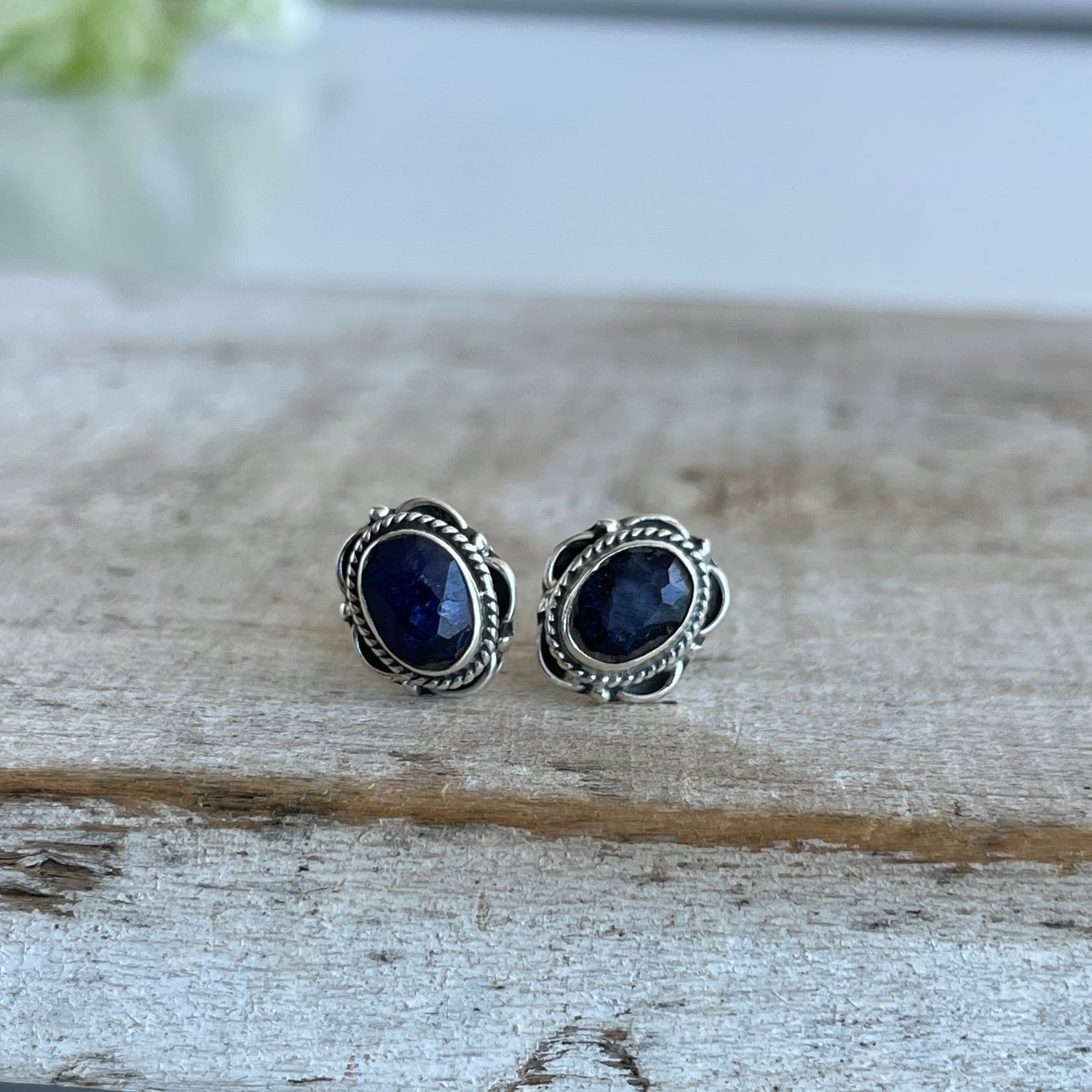 Sapphire Oval Stud Earrings
