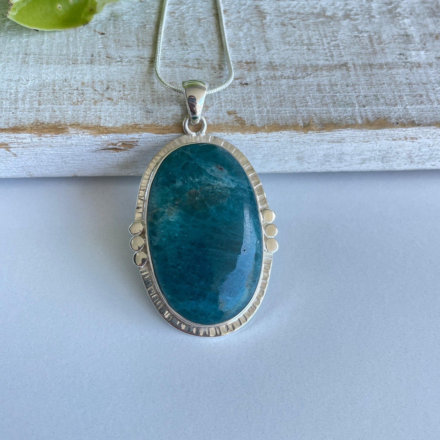Blue Apatite Oval Pendant