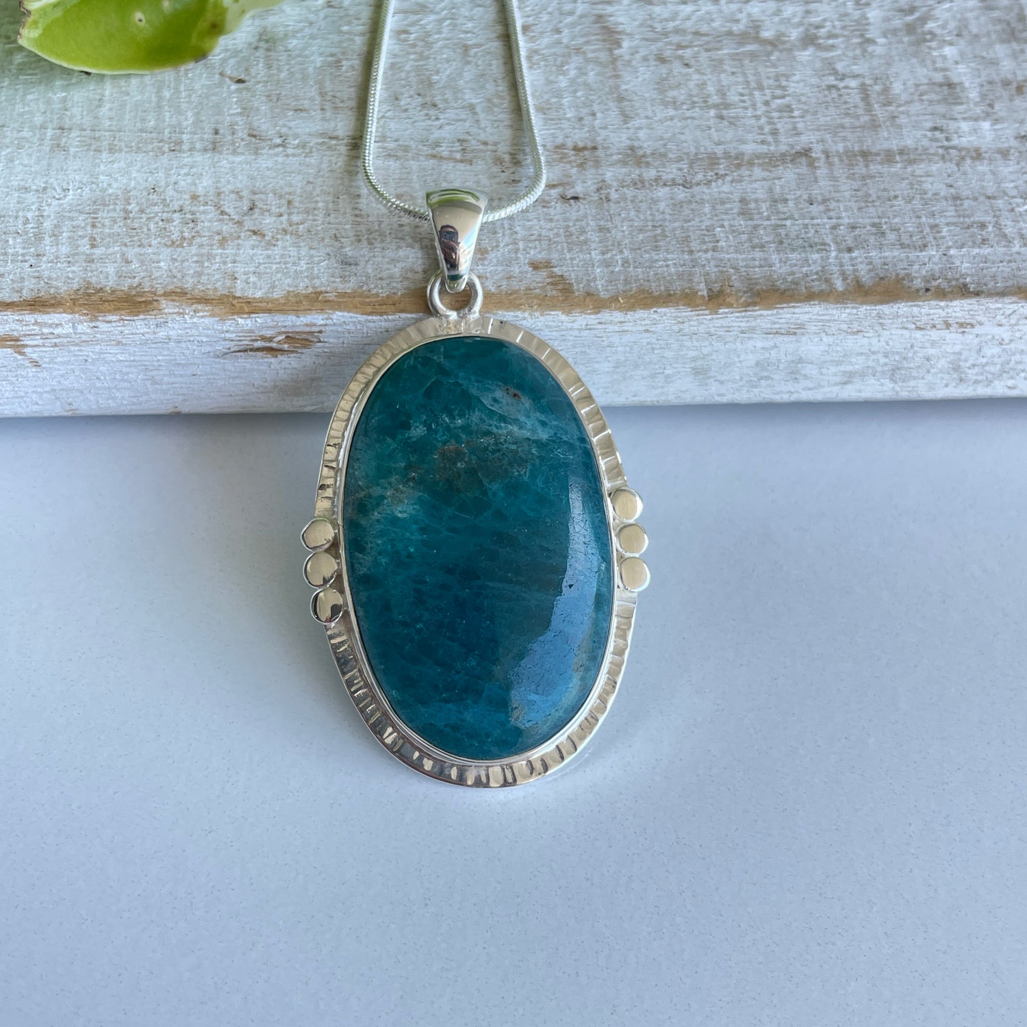 Blue Apatite Oval Pendant