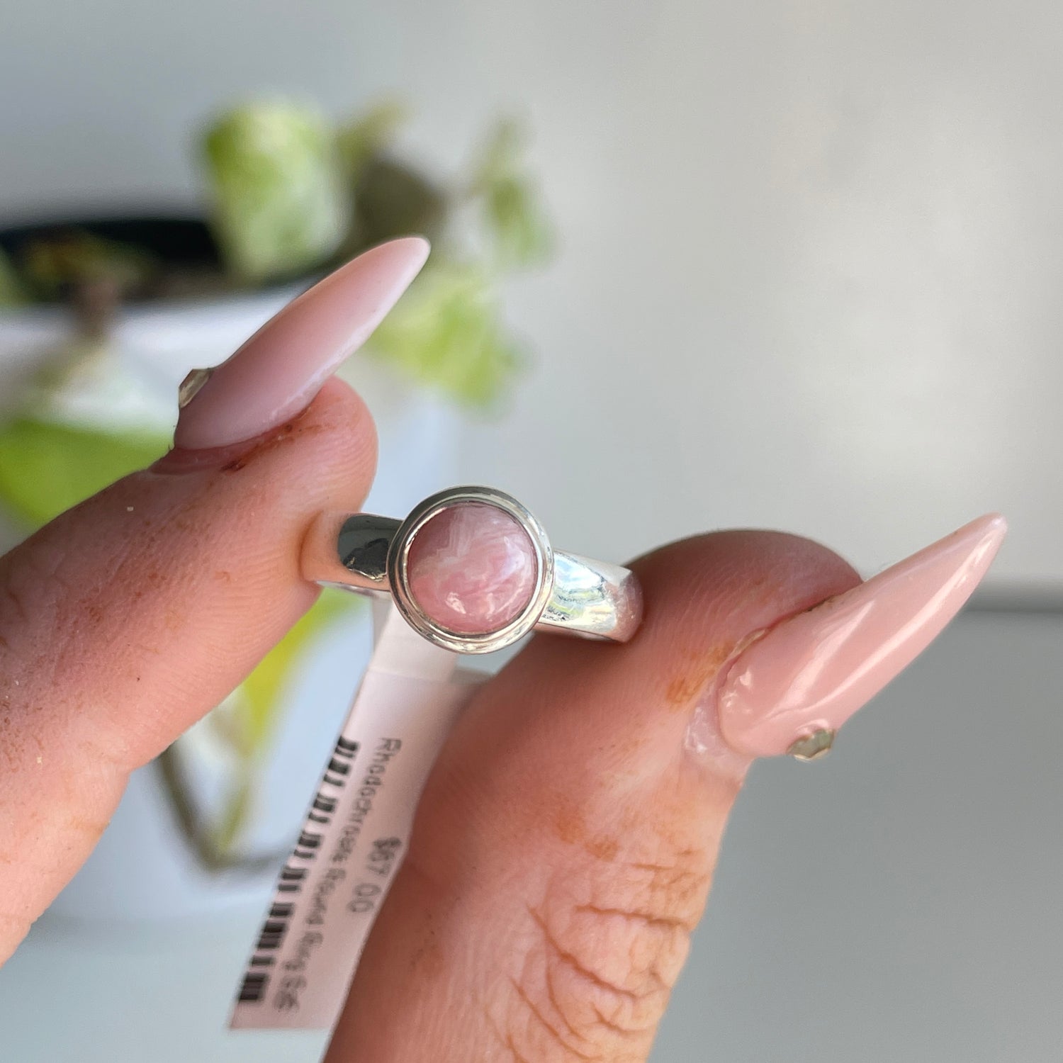 Rhodochrosite Round Ring Sz5