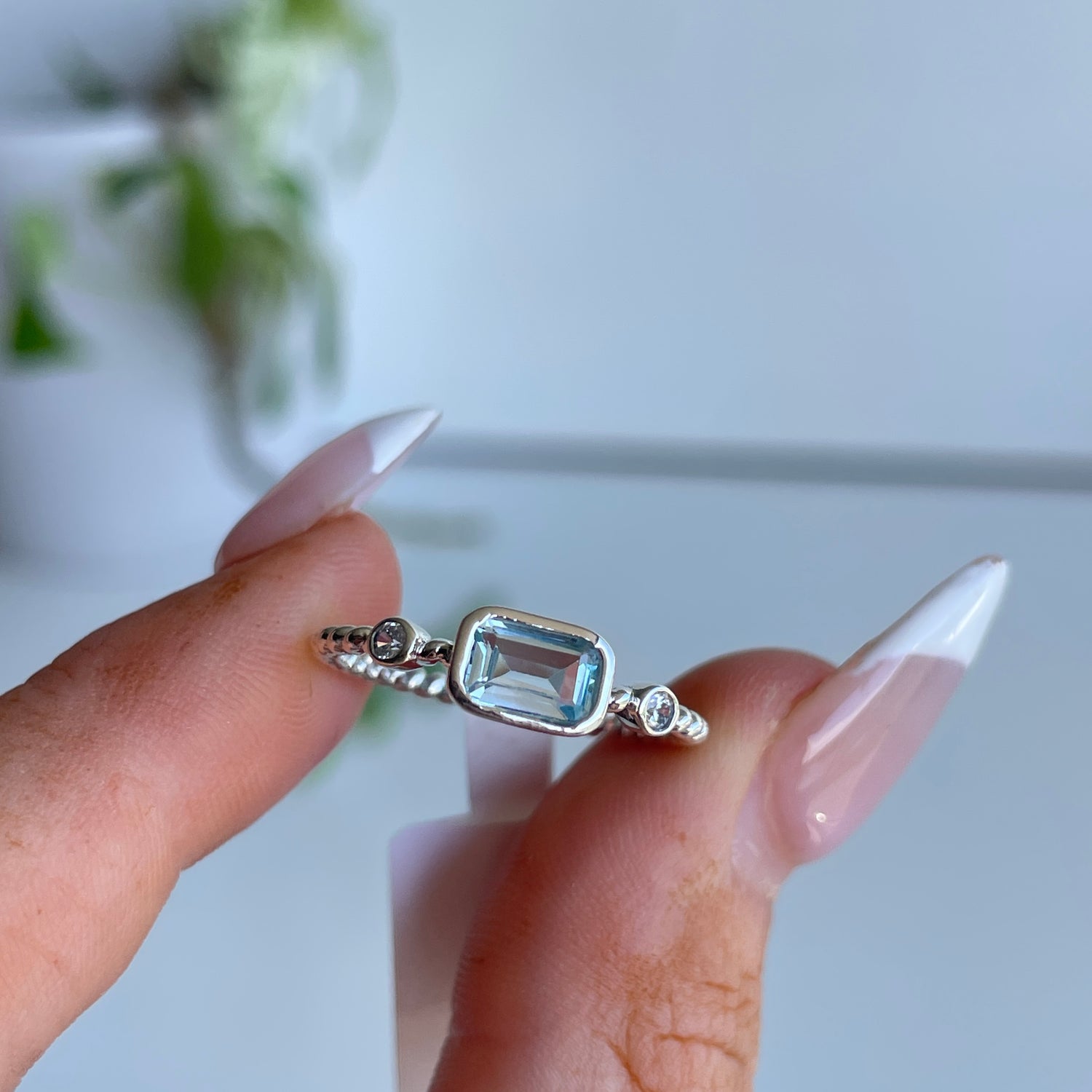 Blue Topaz Rectangle Ring