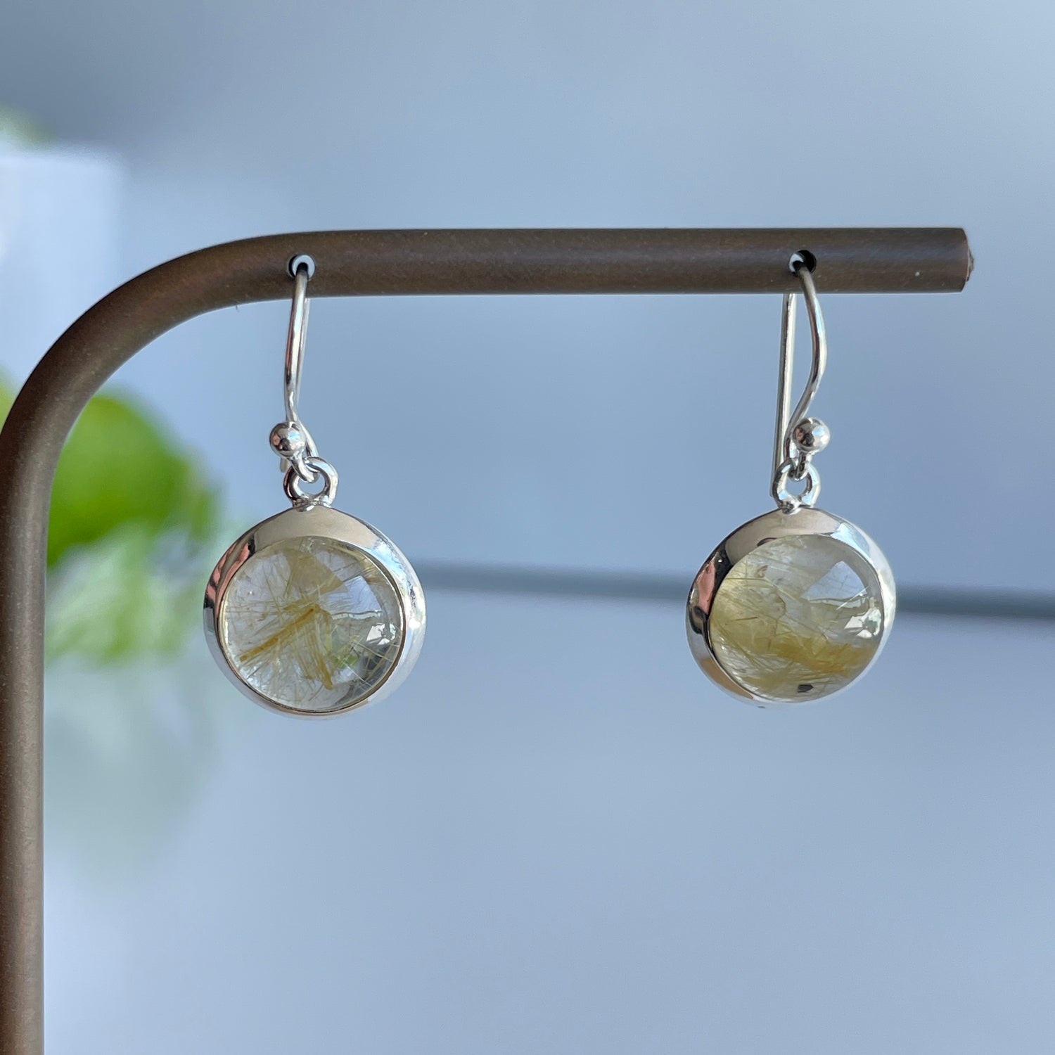 Rutilated Quartz Round Earrings