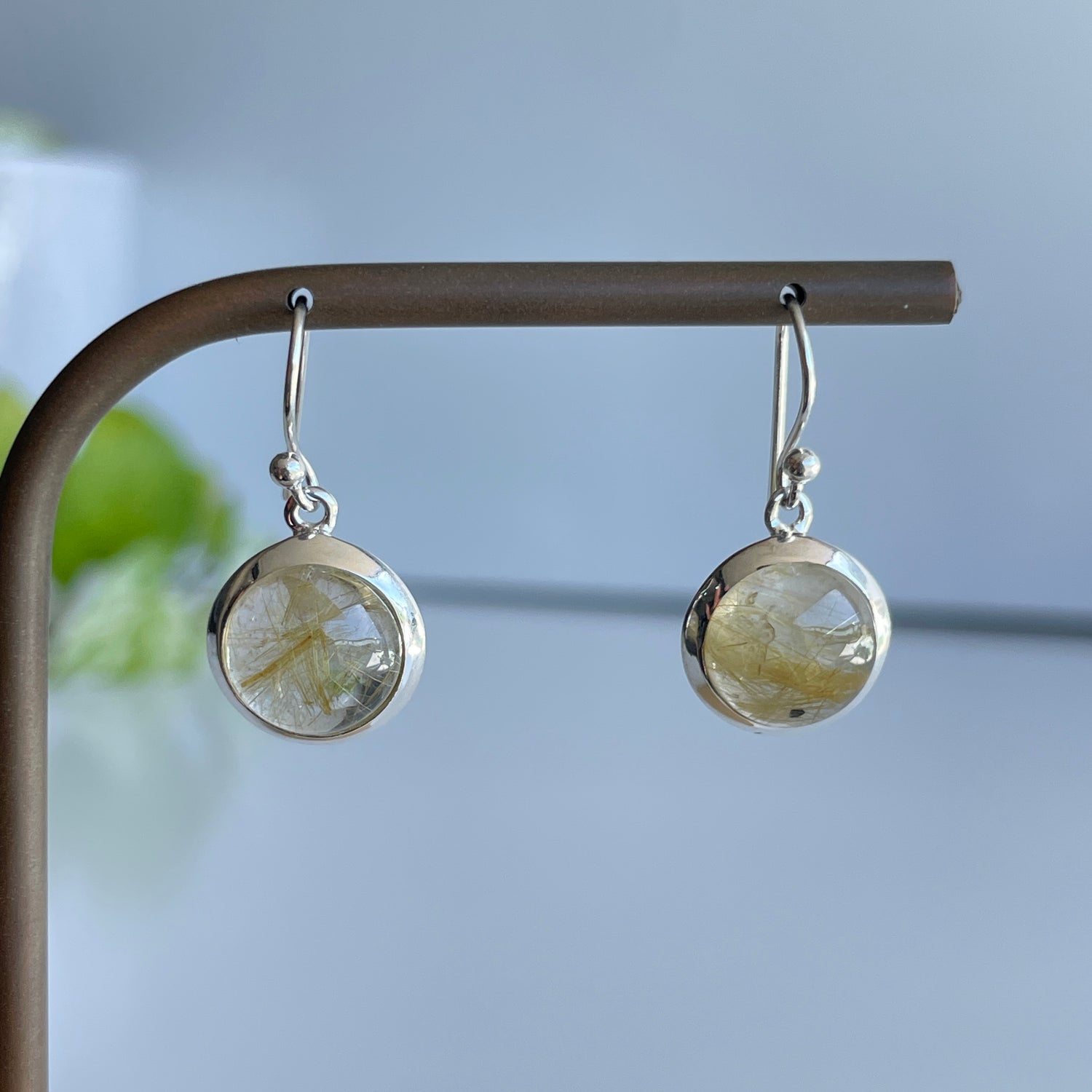 Rutilated Quartz Round Earrings