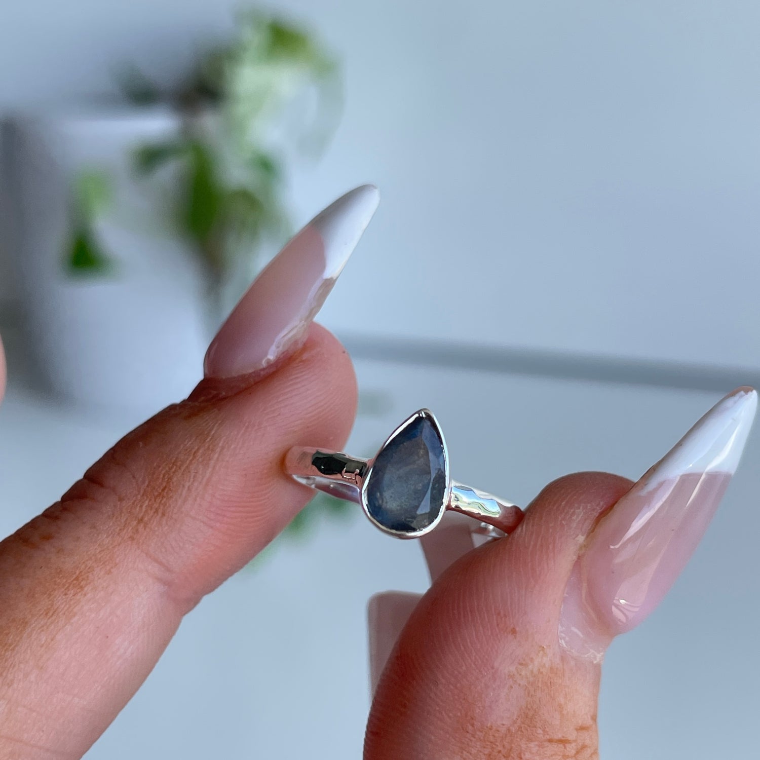 Labradorite Teardrop Ring