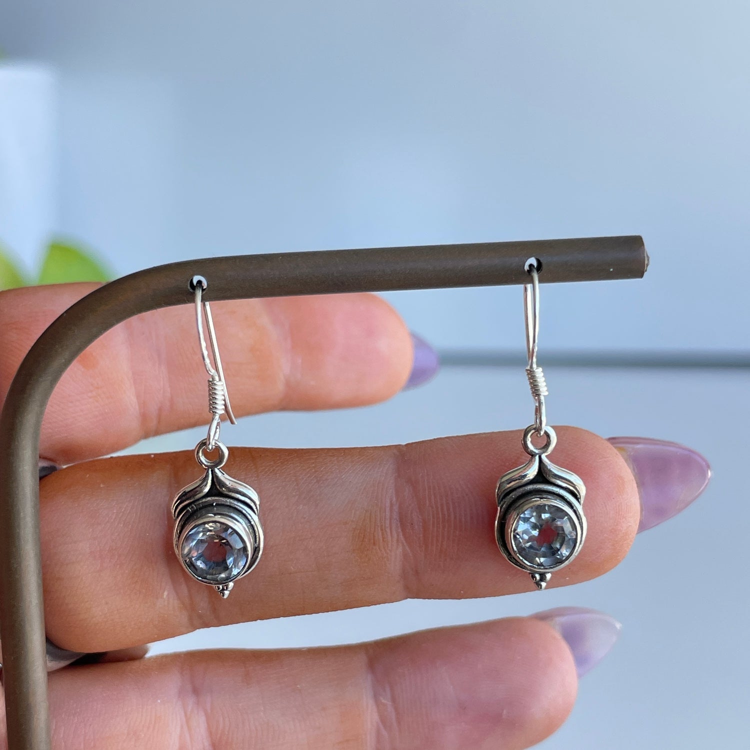 Clear Quartz Round Earrings