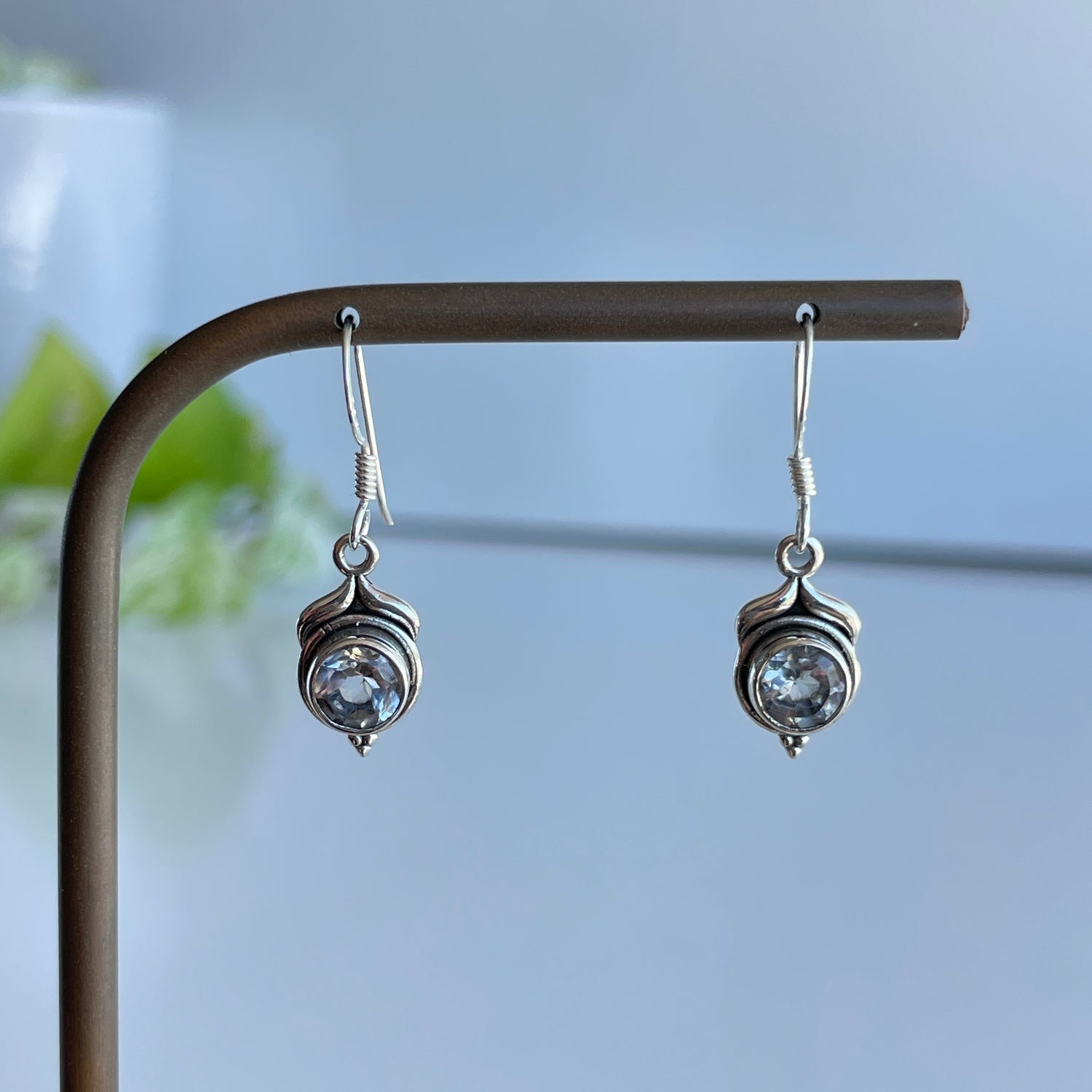 Clear Quartz Round Earrings