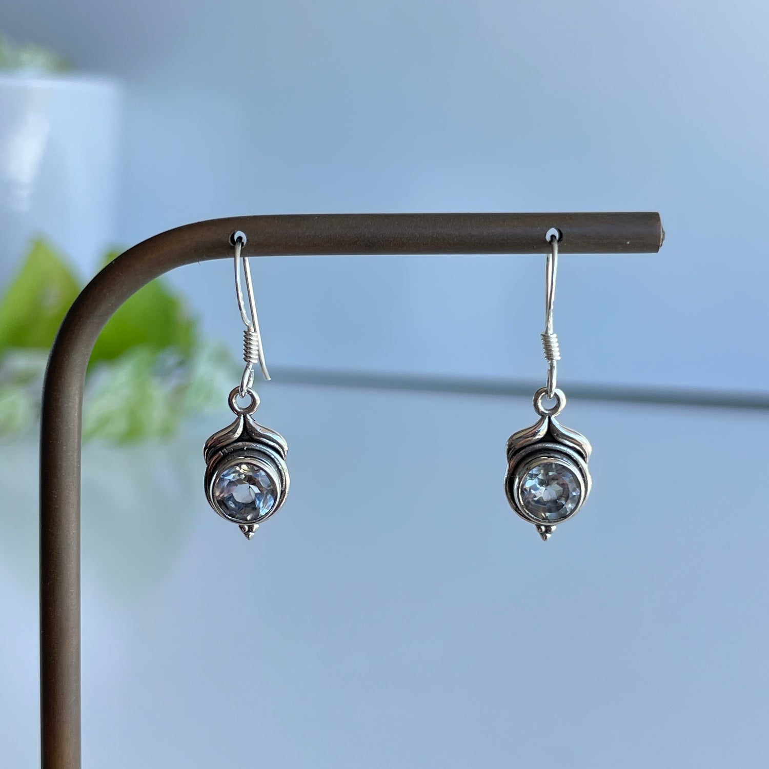 Clear Quartz Round Earrings