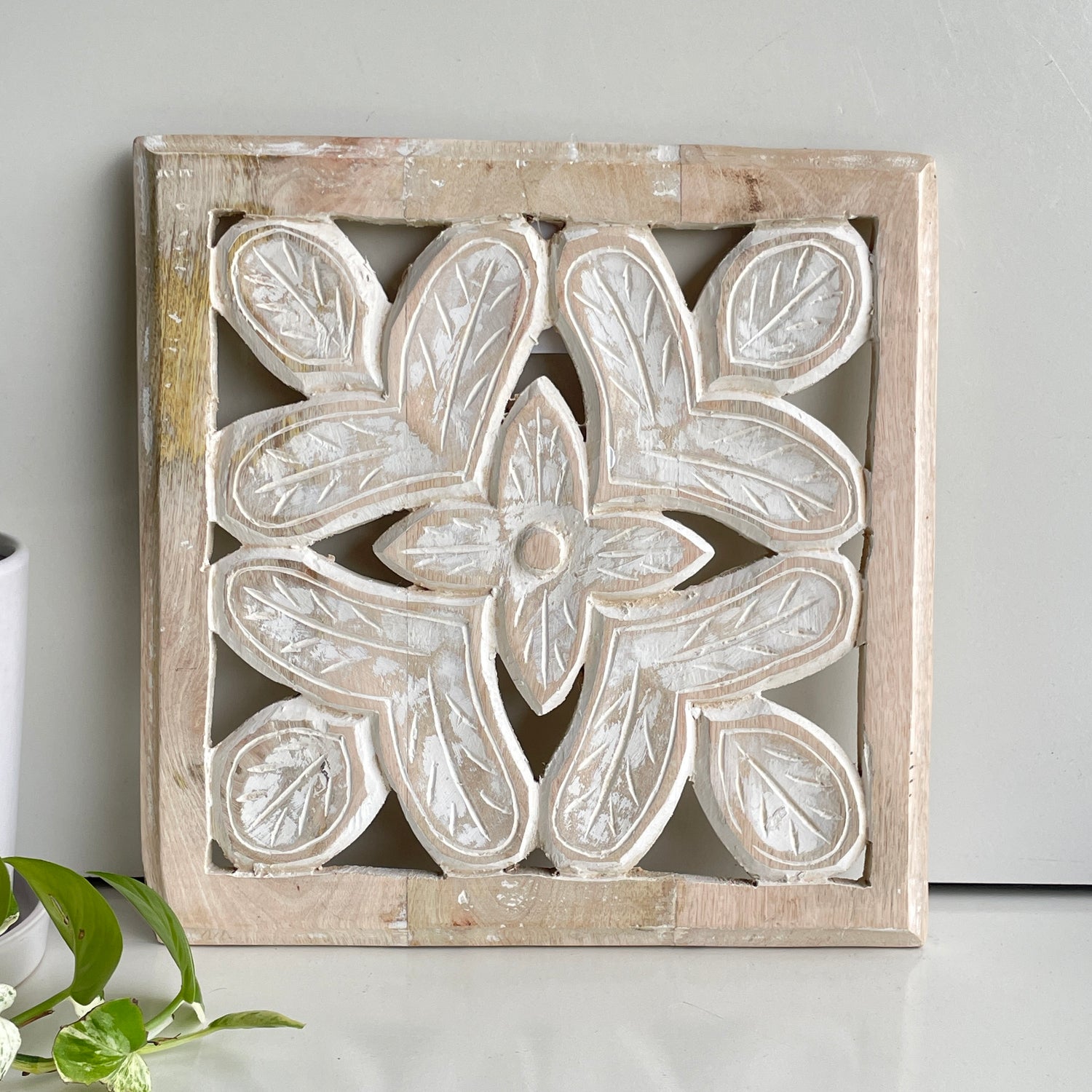 Rosa Carved Wall Panel 30 x 30cm