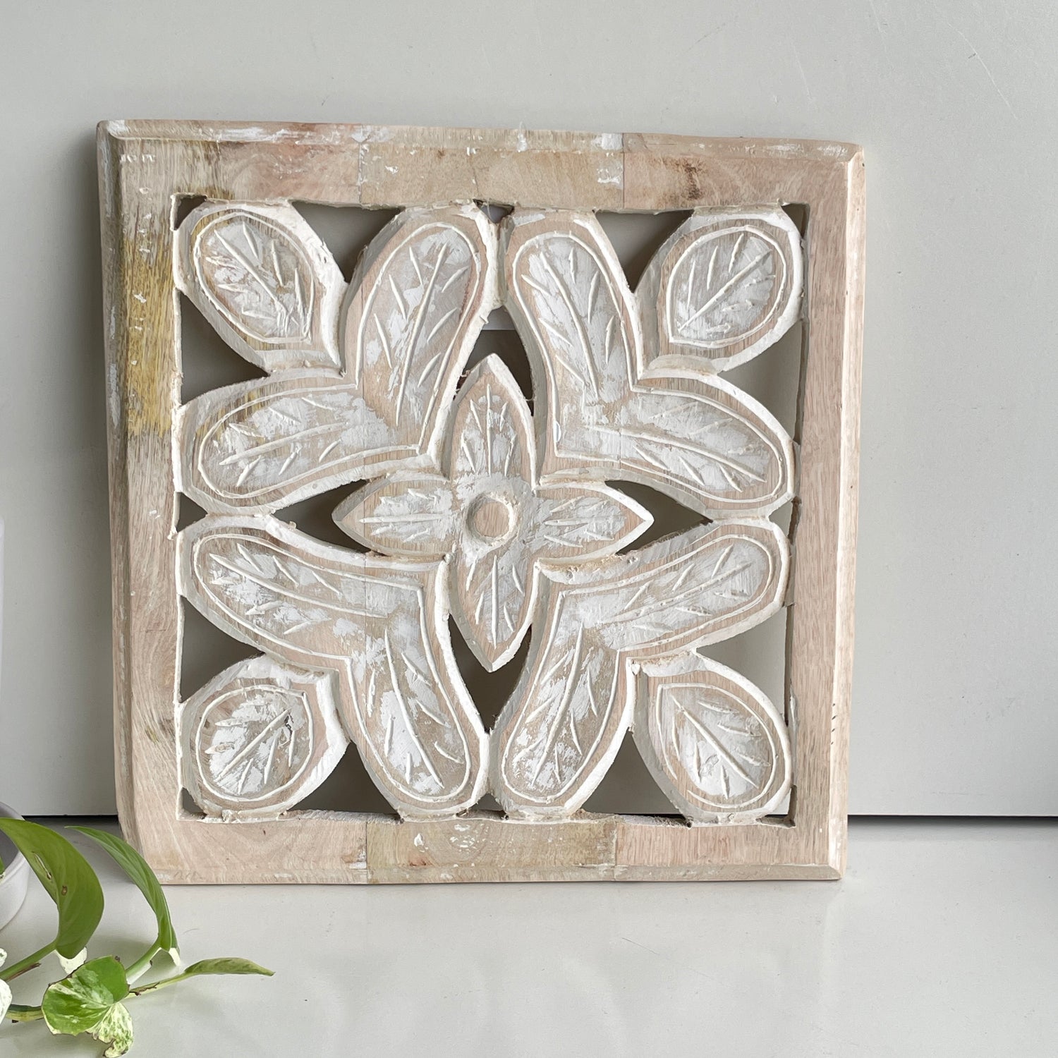 Rosa Carved Wall Panel 30 x 30cm