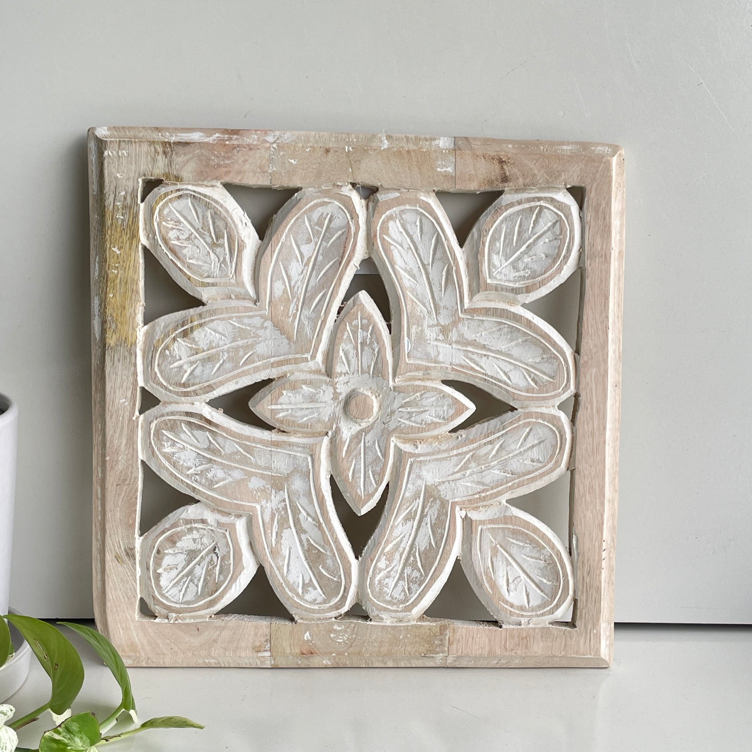 Rosa Carved Wall Panel 30 x 30cm