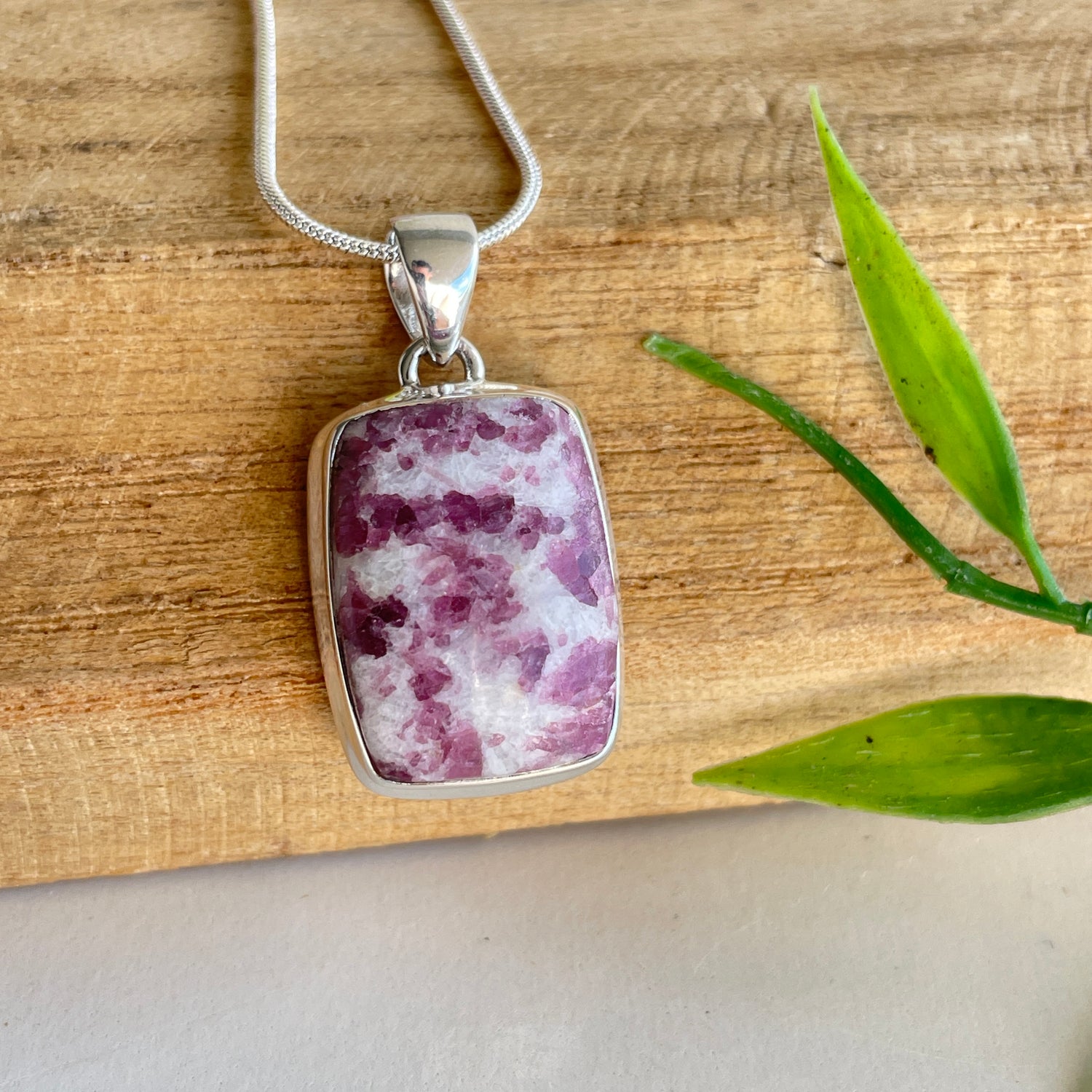 Pink Tourmaline Rectangle Pendant