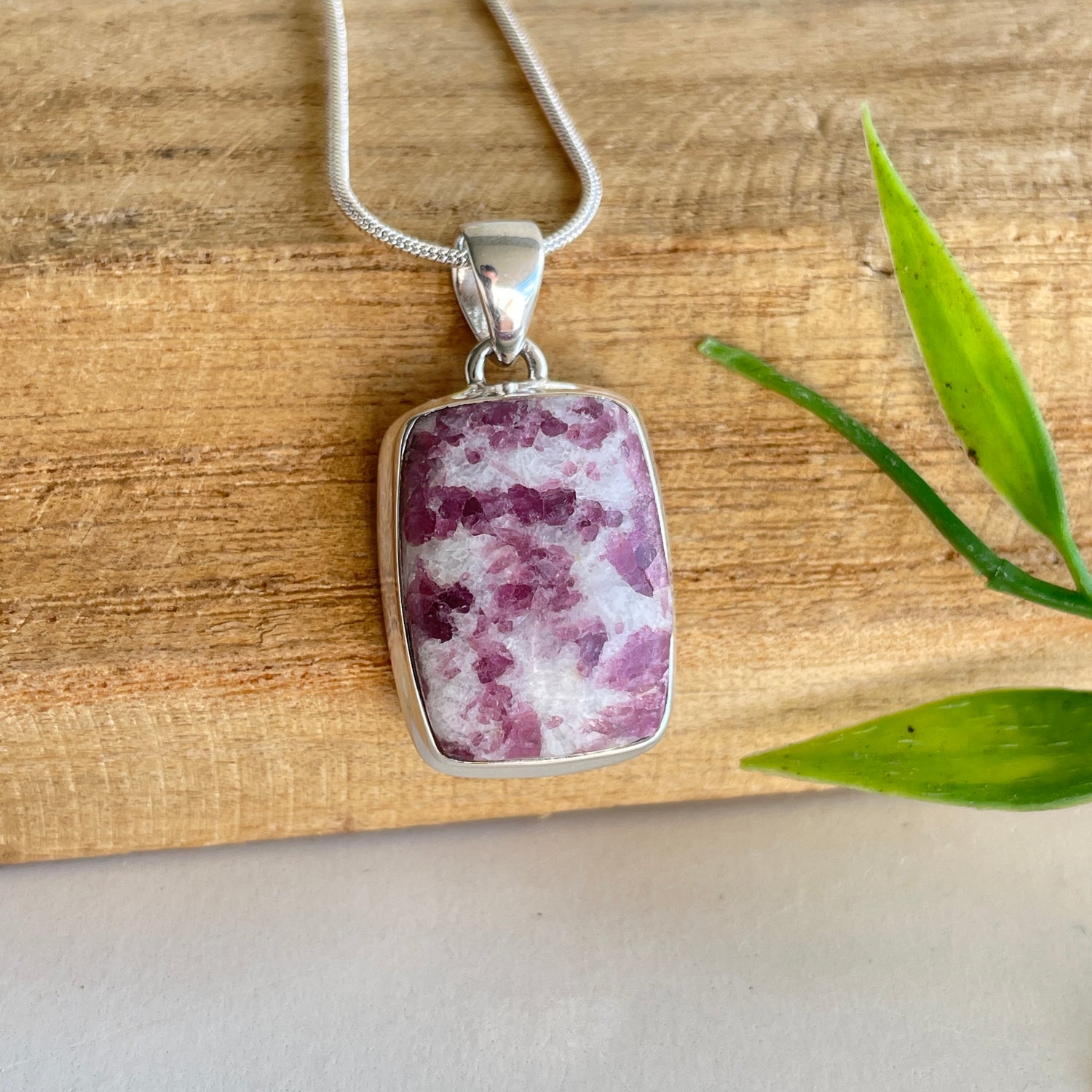 Pink Tourmaline Rectangle Pendant