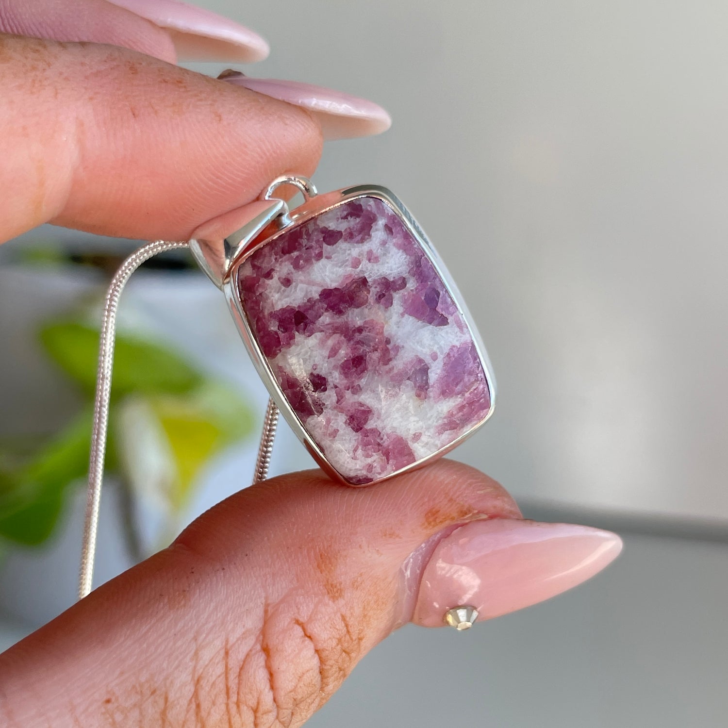 Pink Tourmaline Rectangle Pendant