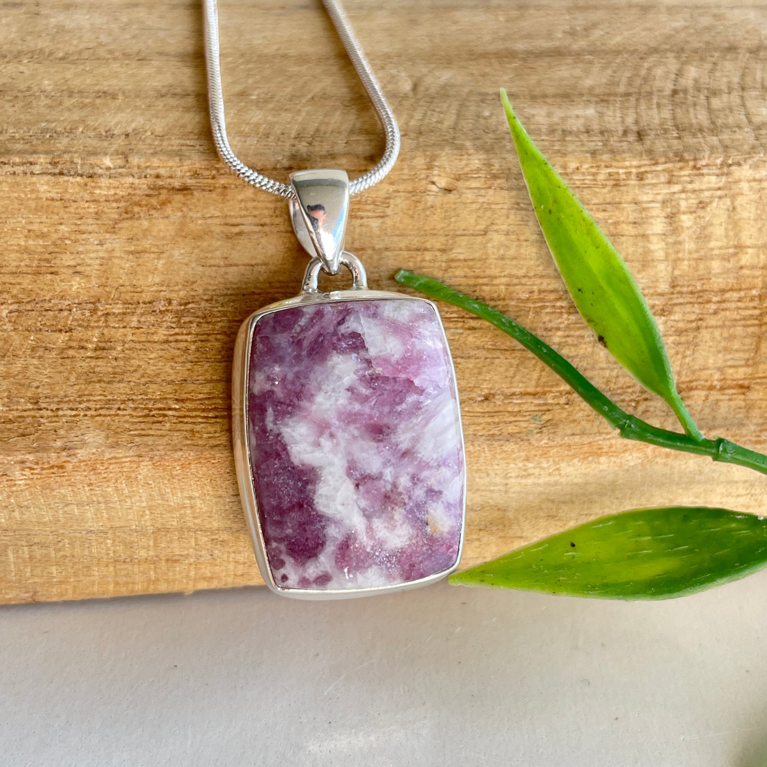 Pink Tourmaline Rectangle Pendant