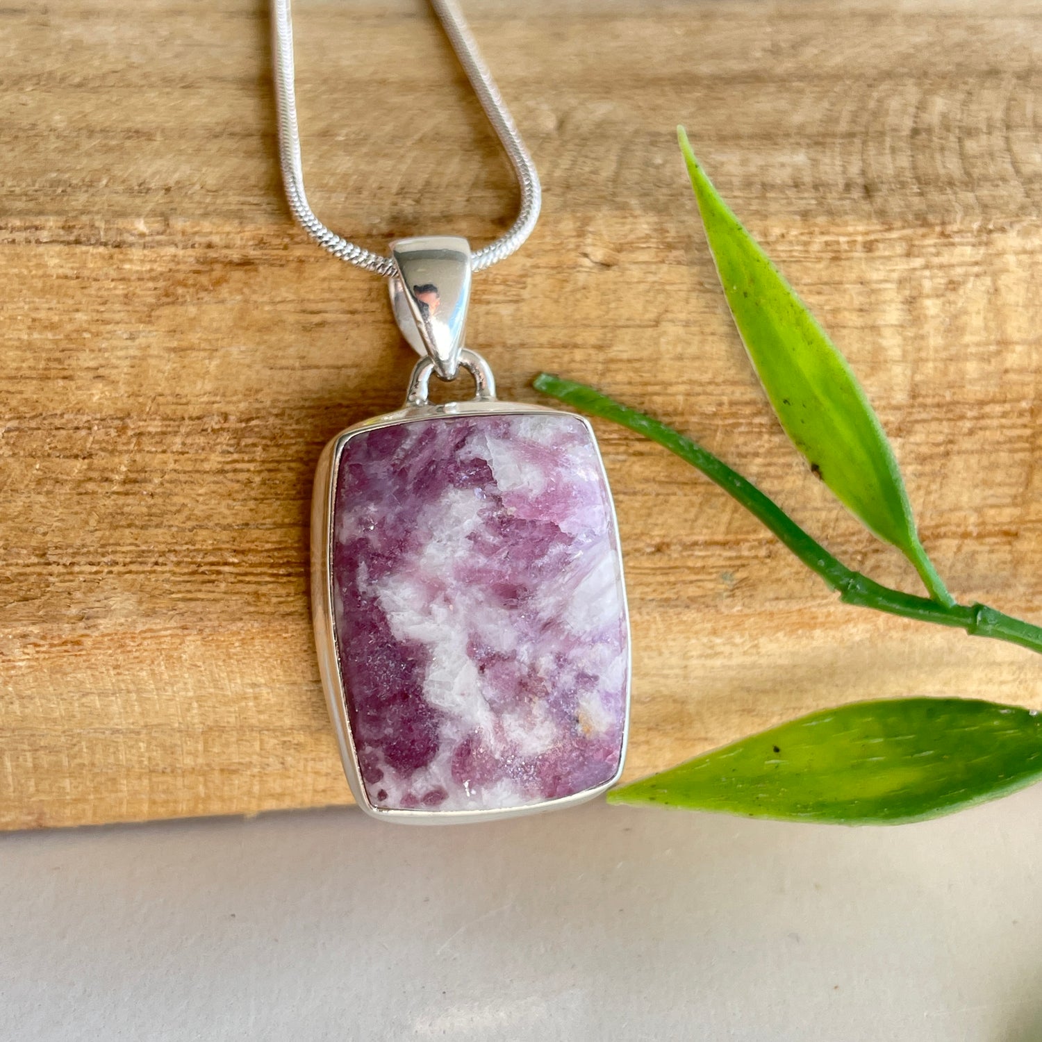 Pink Tourmaline Rectangle Pendant