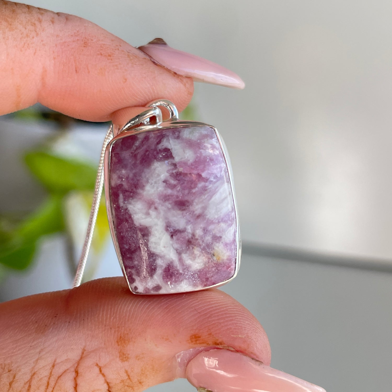 Pink Tourmaline Rectangle Pendant