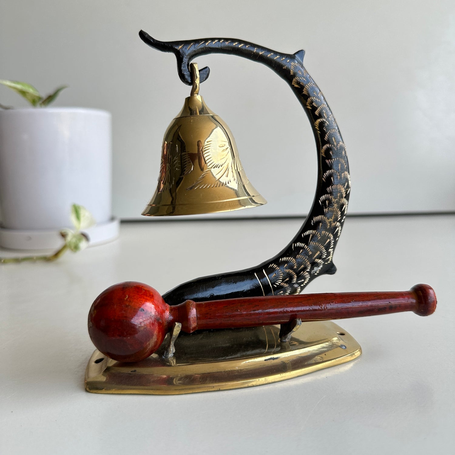 Brass Bell With Fish Stand 3030