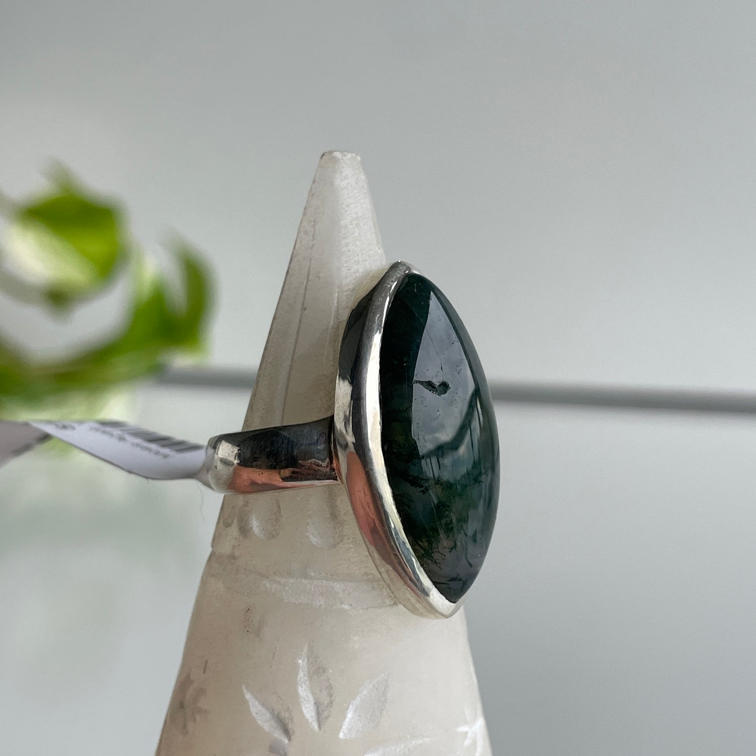 Moss Agate Marquise Ring Sz8