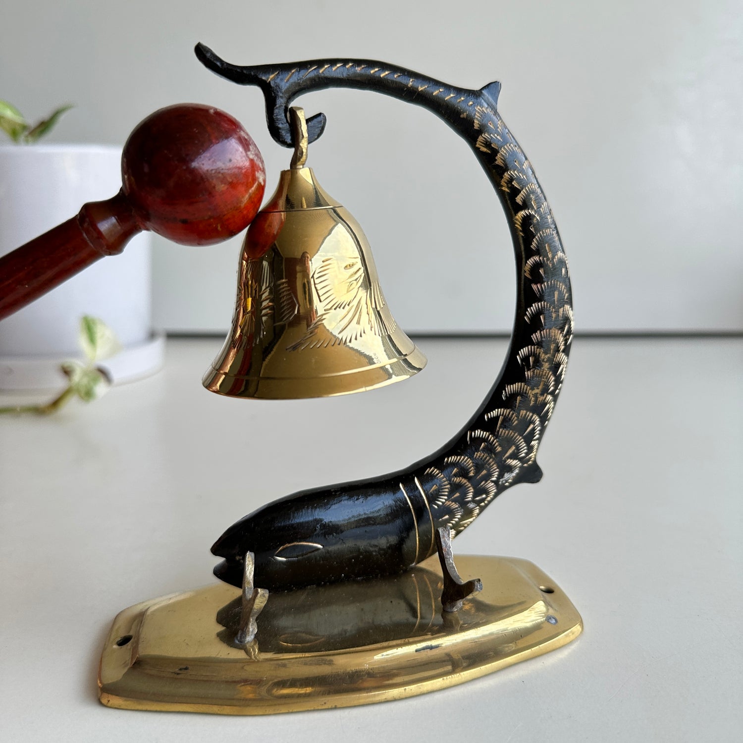 Brass Bell With Fish Stand 3030