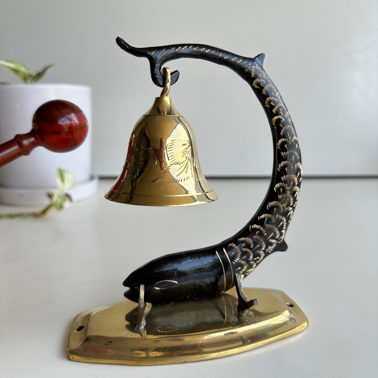 Brass Bell With Fish Stand 3030