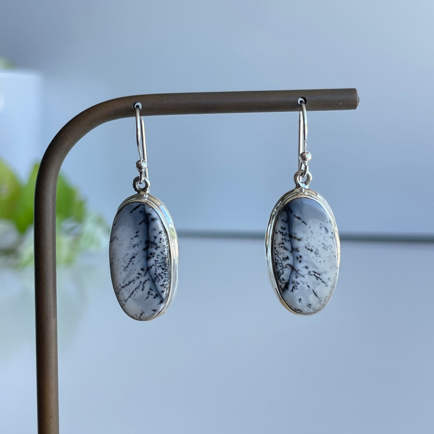 Dendritic Opal Oval Earrings