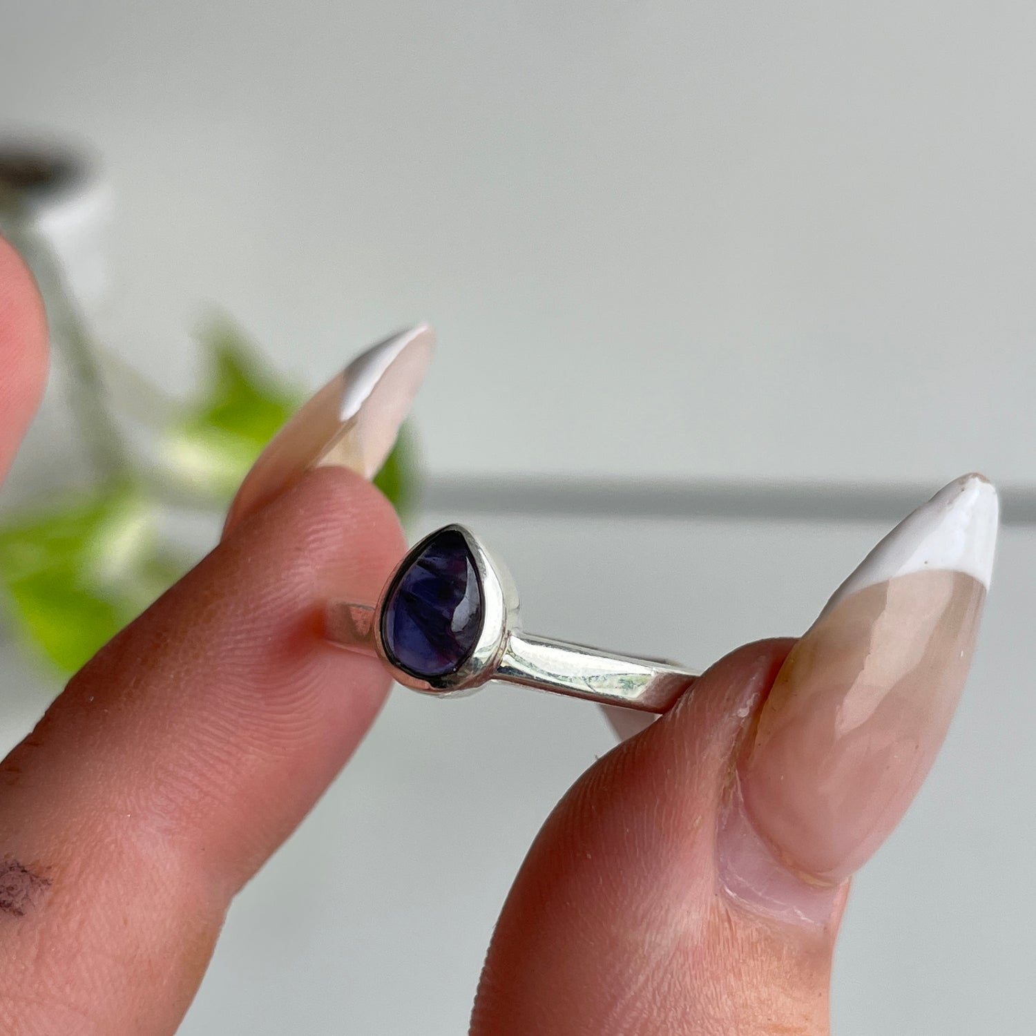 Iolite Teardrop Ring Sz7