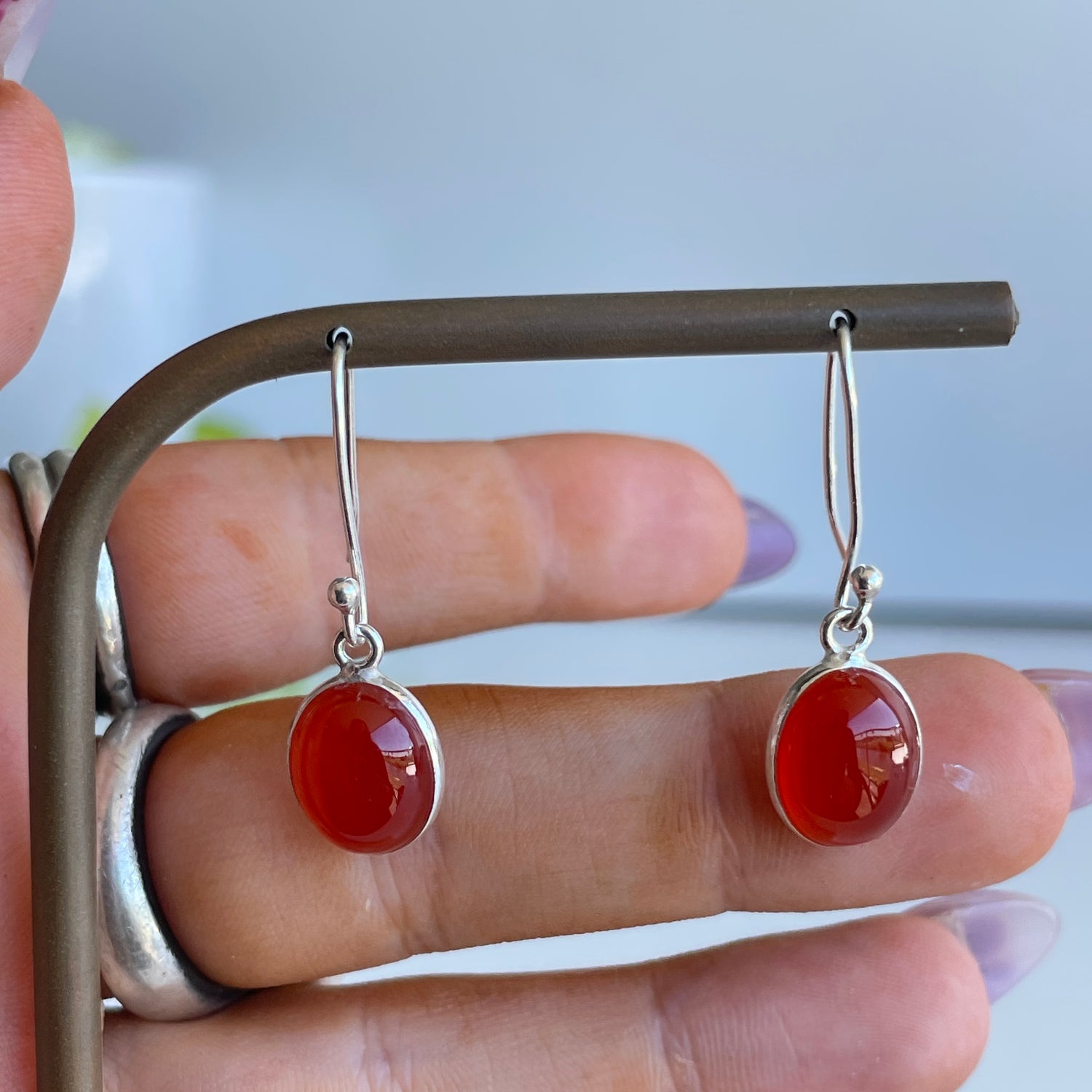 Carnelian Oval Earrings
