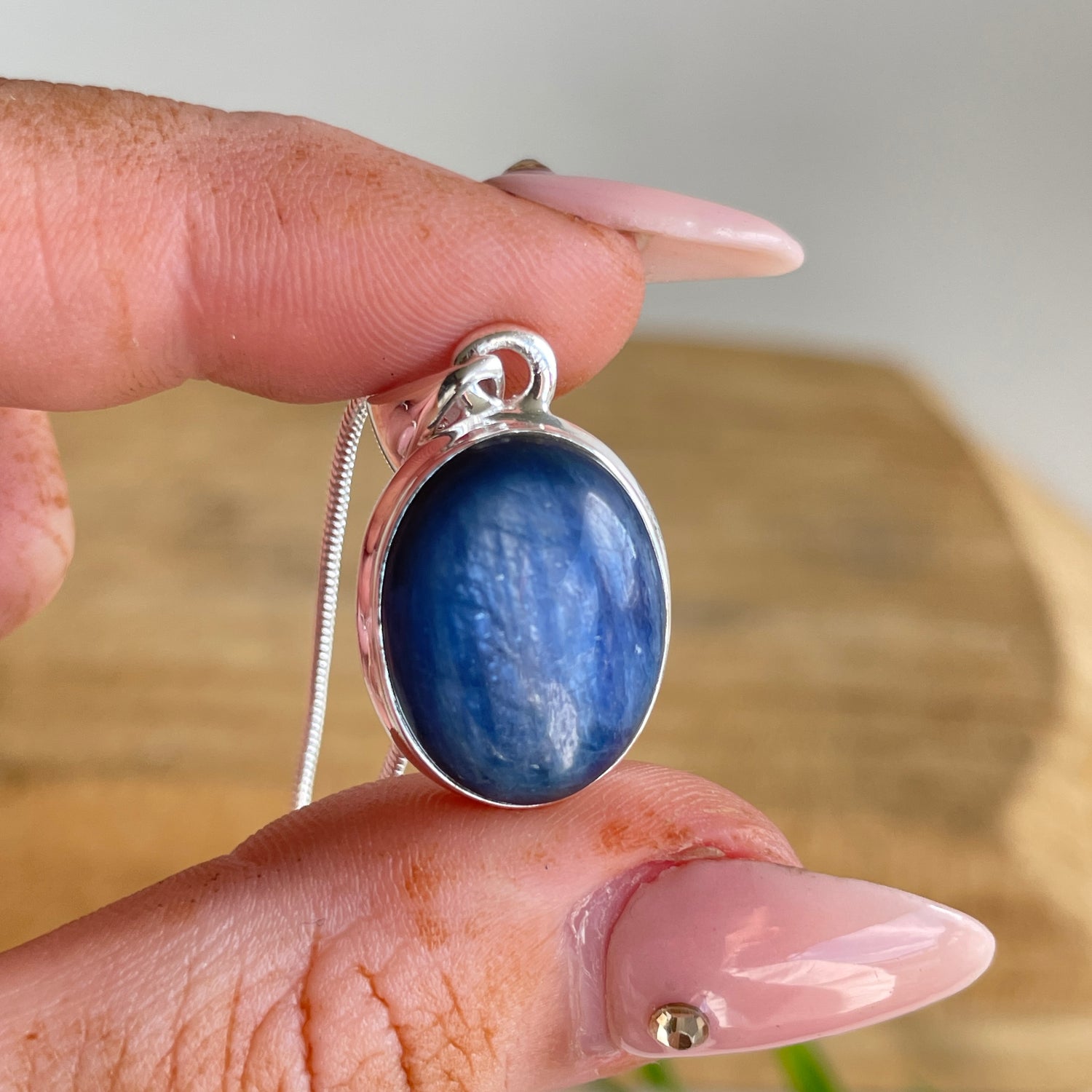Blue Kyanite Oval Pendant