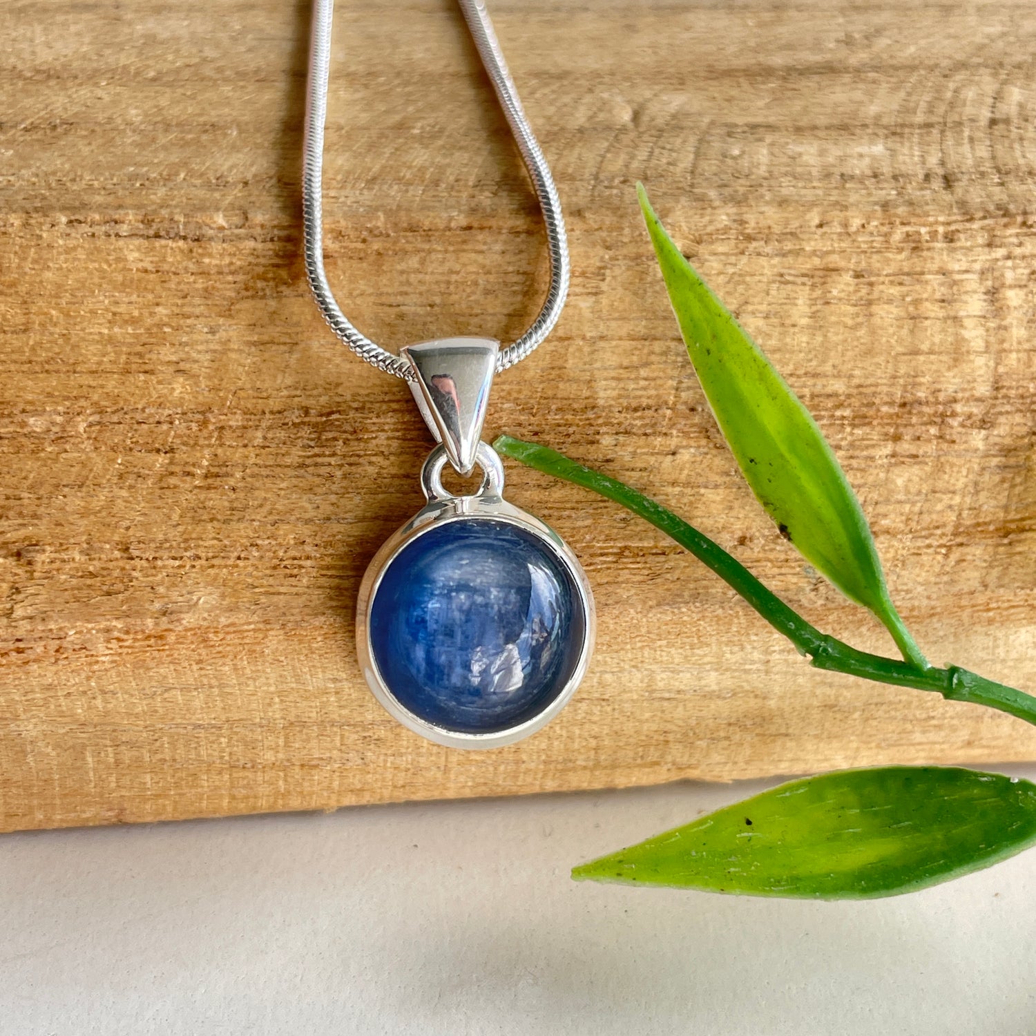 Blue Kyanite Round Pendant