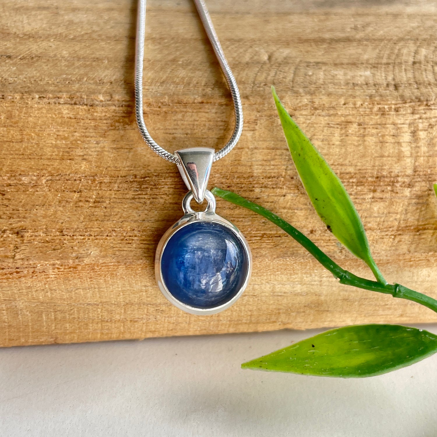 Blue Kyanite Round Pendant