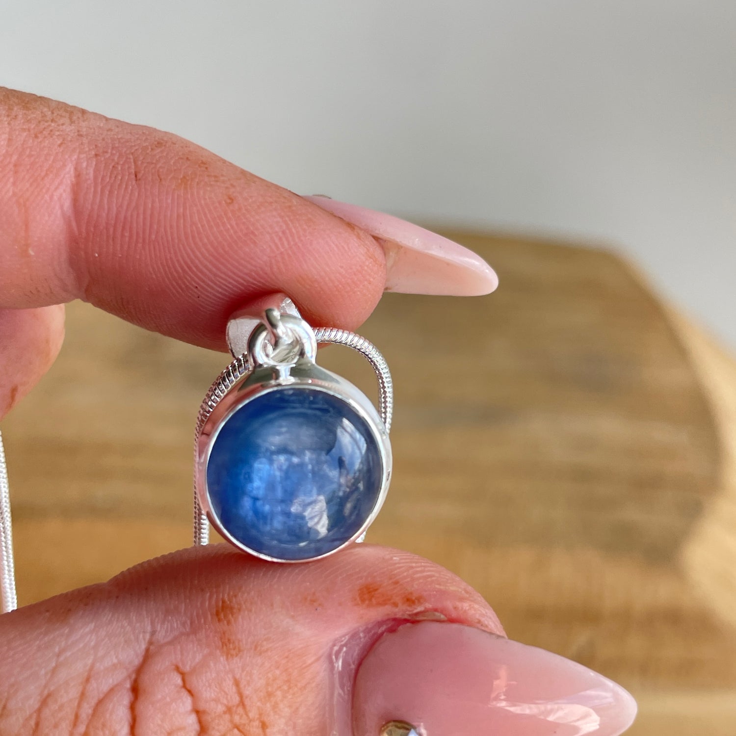 Blue Kyanite Round Pendant