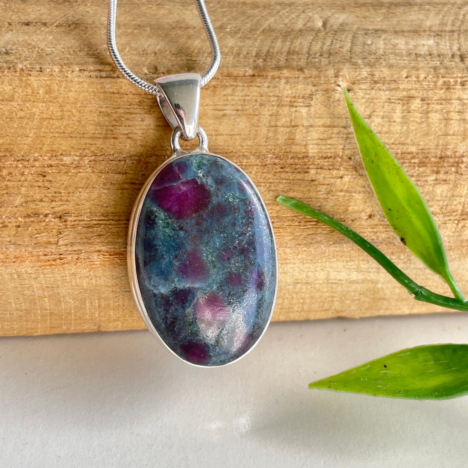 Ruby In Kyanite Oval Pendant