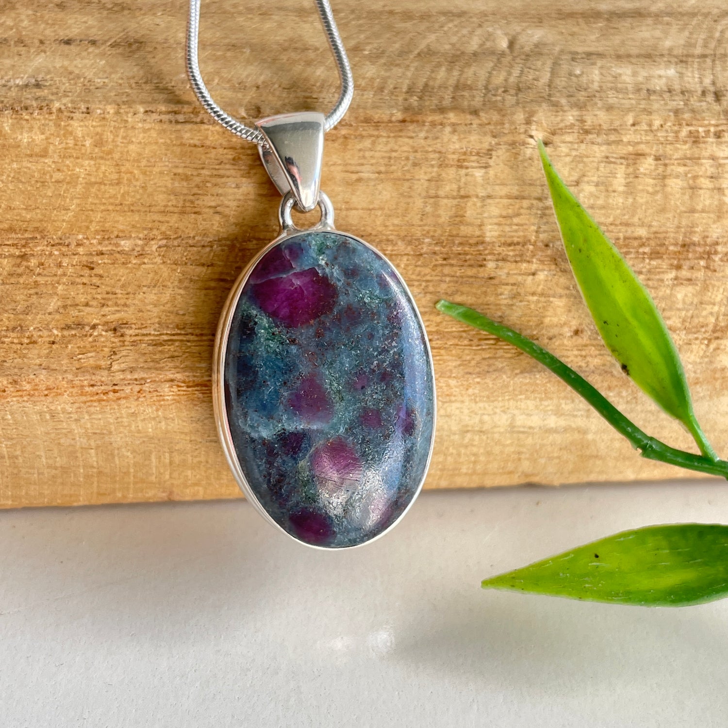 Ruby In Kyanite Oval Pendant
