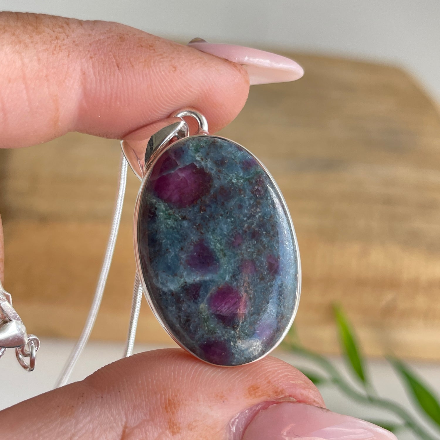 Ruby In Kyanite Oval Pendant
