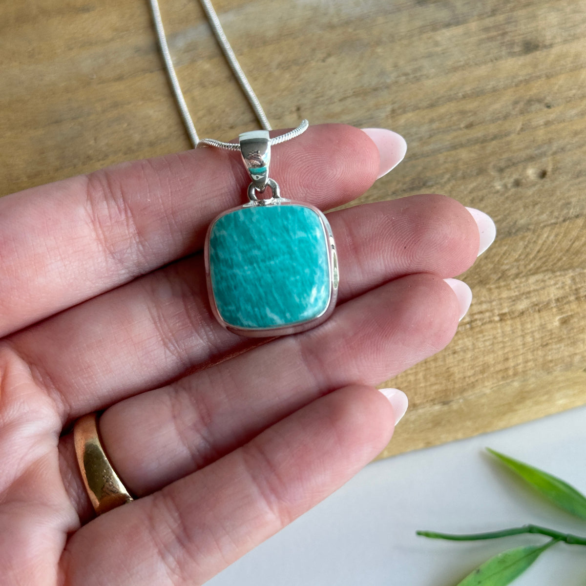 Amazonite Square Pendant