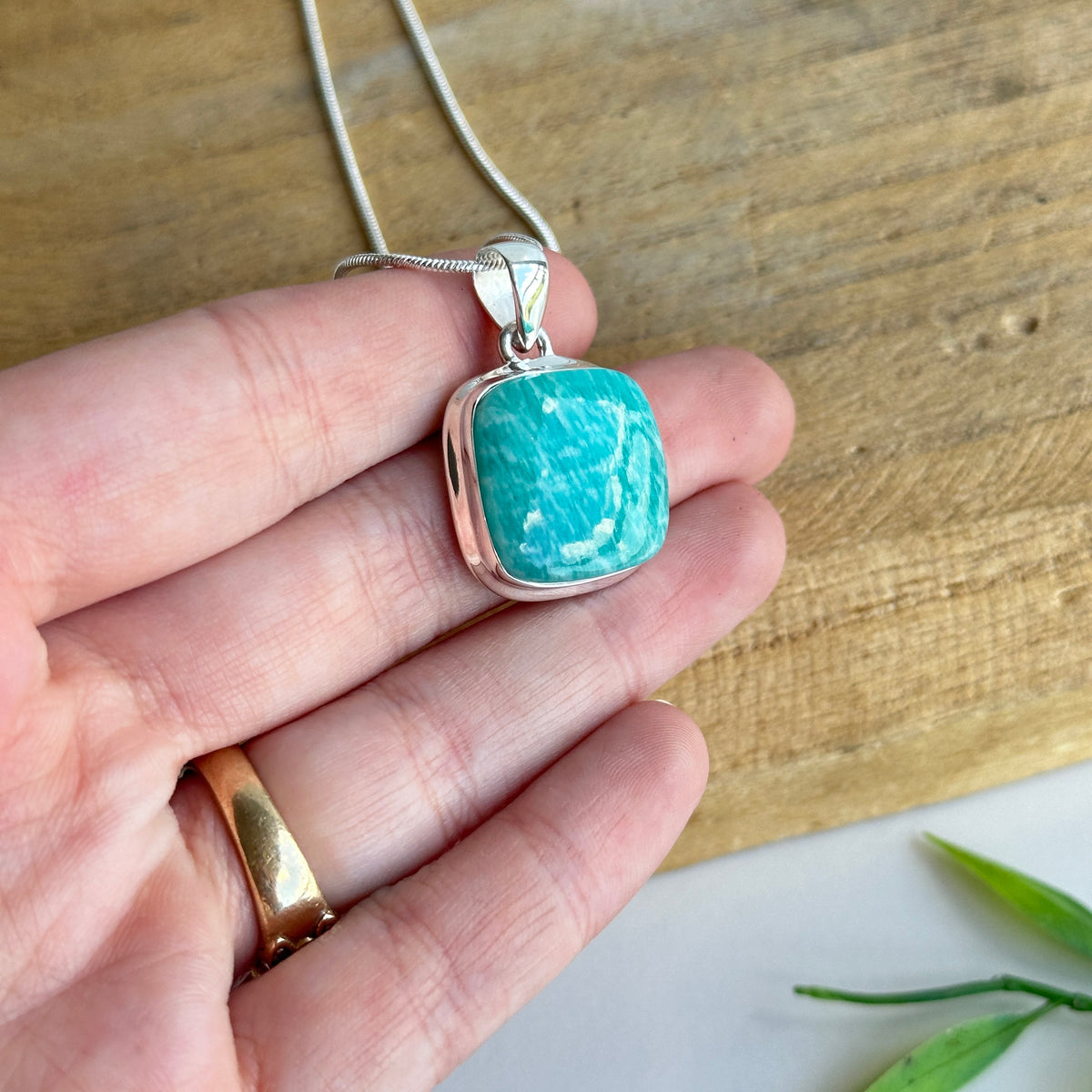 Amazonite Square Pendant