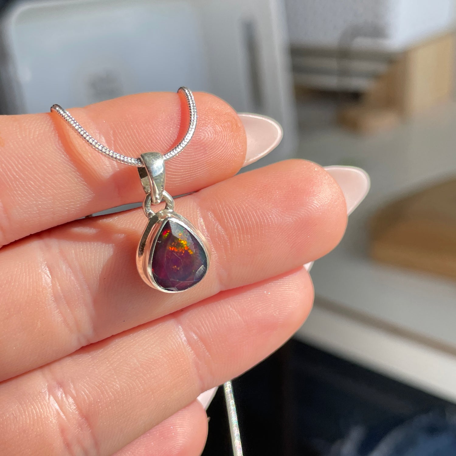 Chalama Black Opal Teardrop Pendant