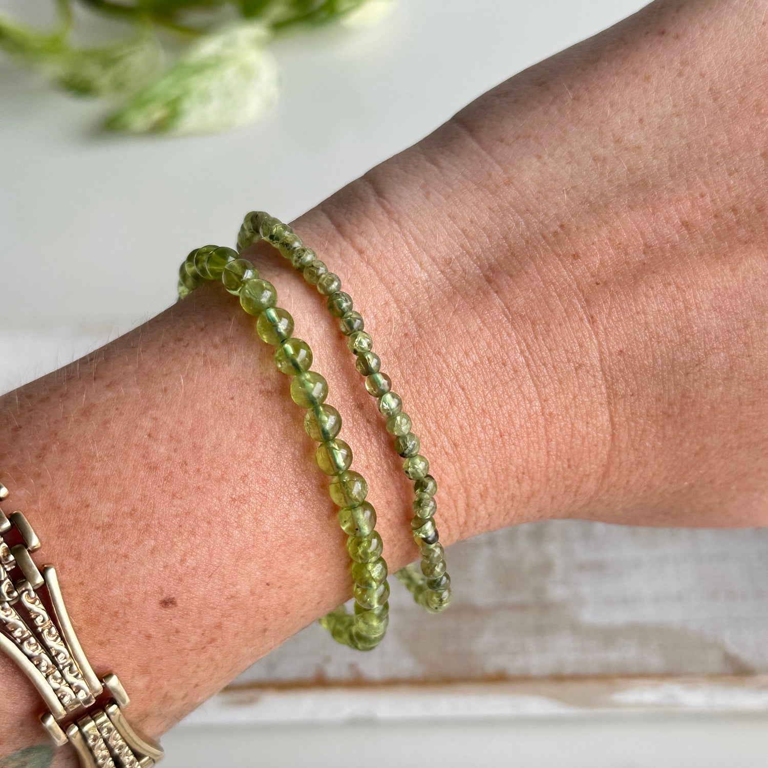 Peridot Beaded Bracelet 3-4mm