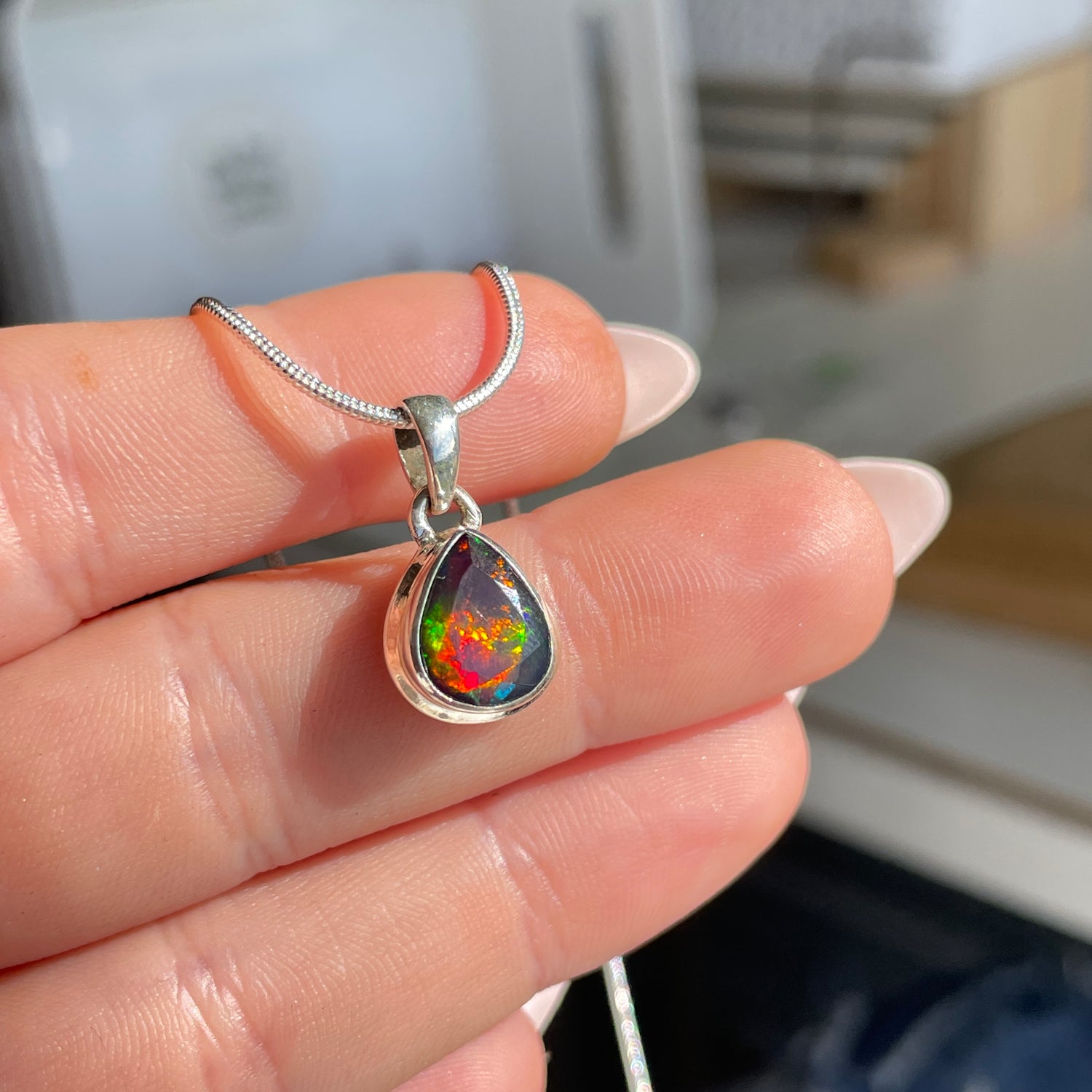 Chalama Black Opal Teardrop Pendant
