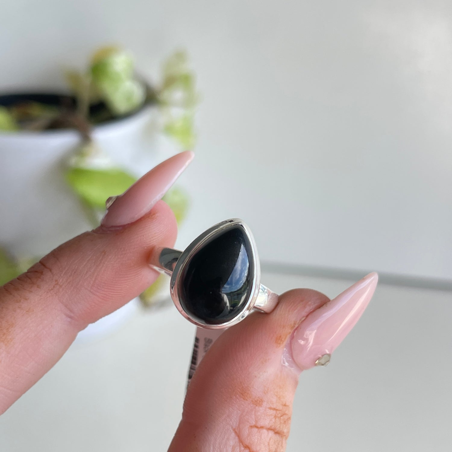 Black Onyx Teardrop Ring Sz8.5