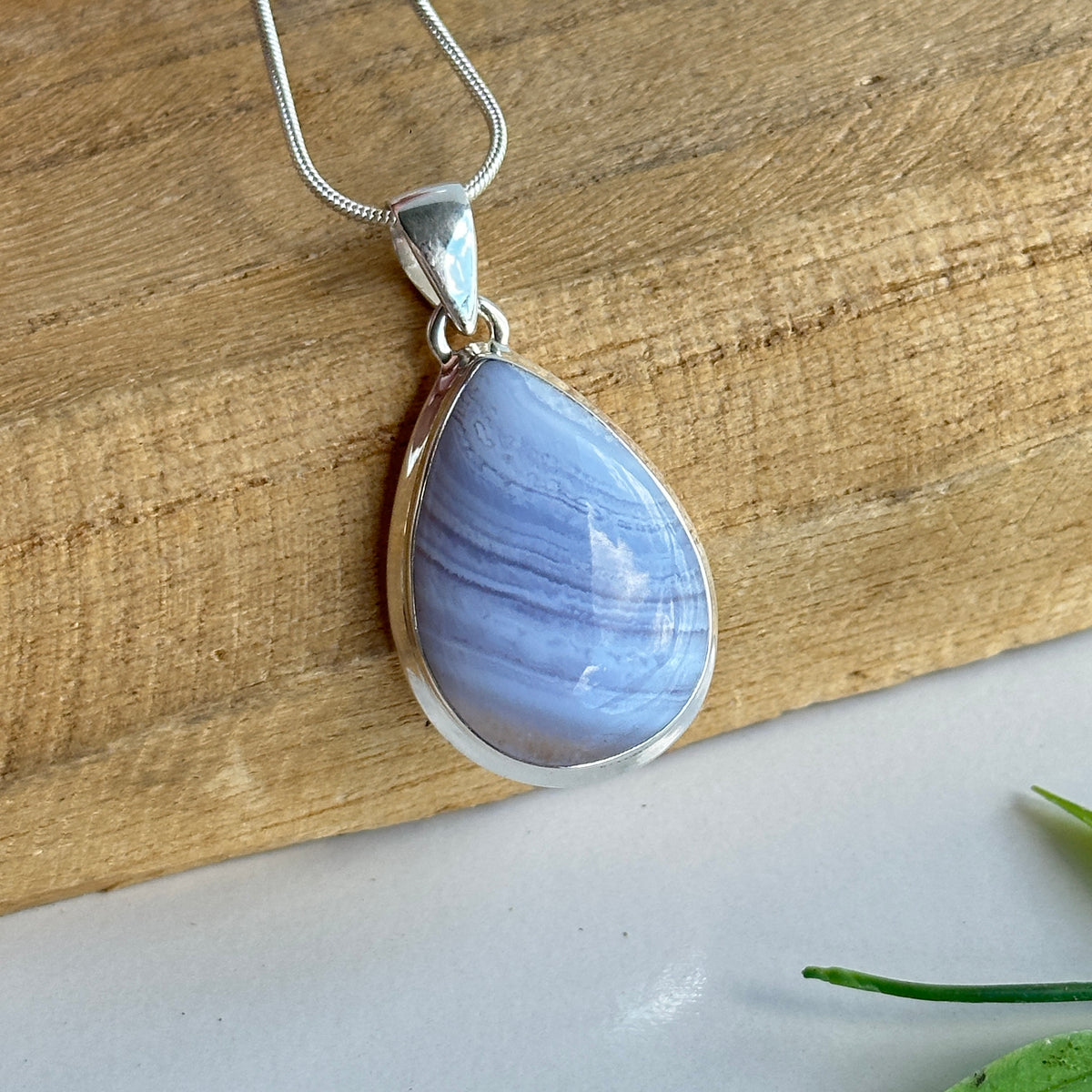 Blue Lace Agate Teardrop Pendant