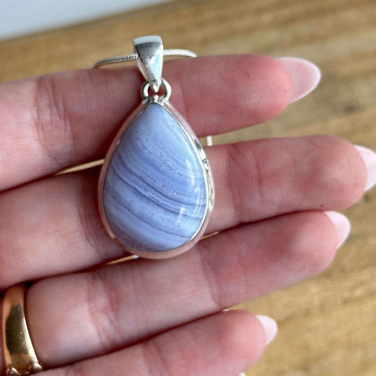 Blue Lace Agate Teardrop Pendant