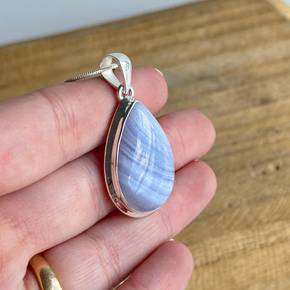 Blue Lace Agate Teardrop Pendant