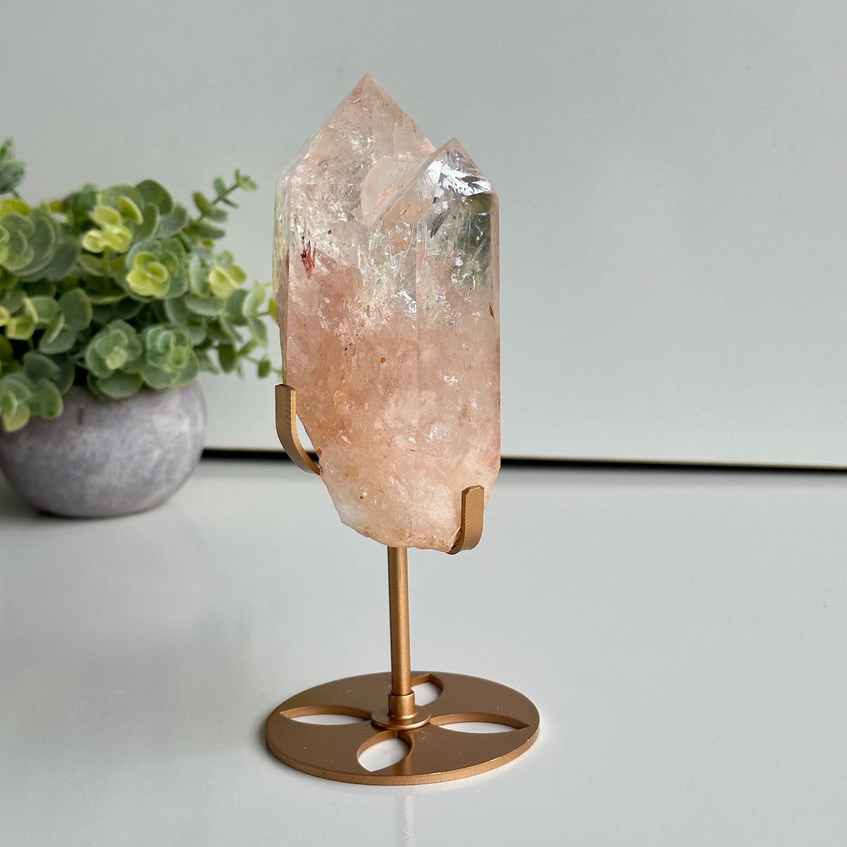 Pink Himalayan Quartz Double Point In Stand 13cm